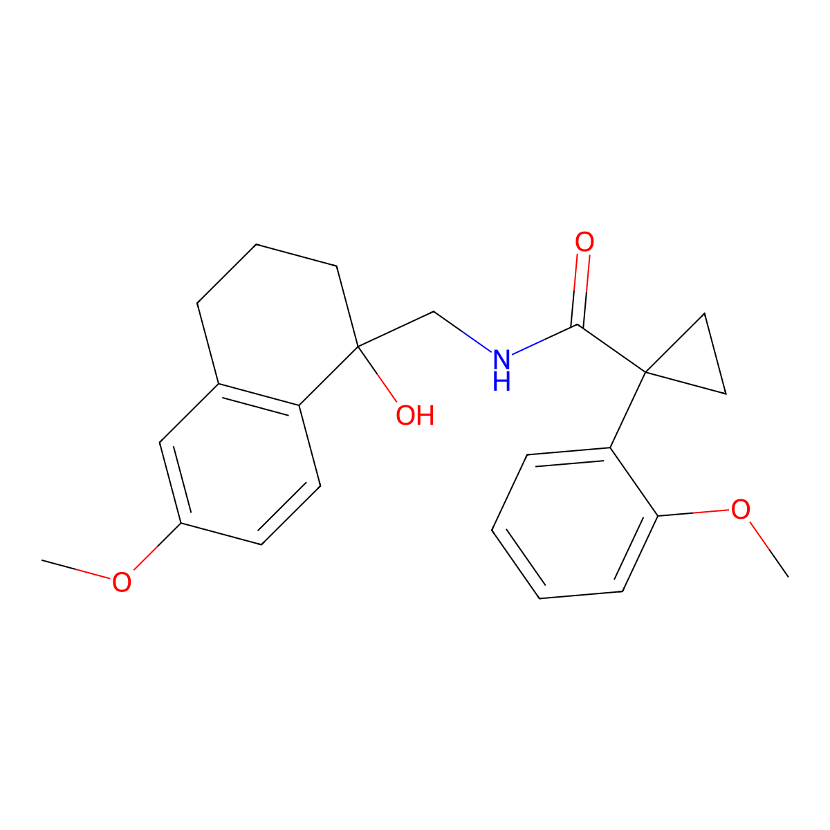 N-((1-hydroxy-6-methoxy-1,2,3,4-tetrahydronaphthalen-1-yl)methyl)-1-(2-methoxyphenyl)cyclopropanecarboxamide molecular structure, CAS 1903597-00-1