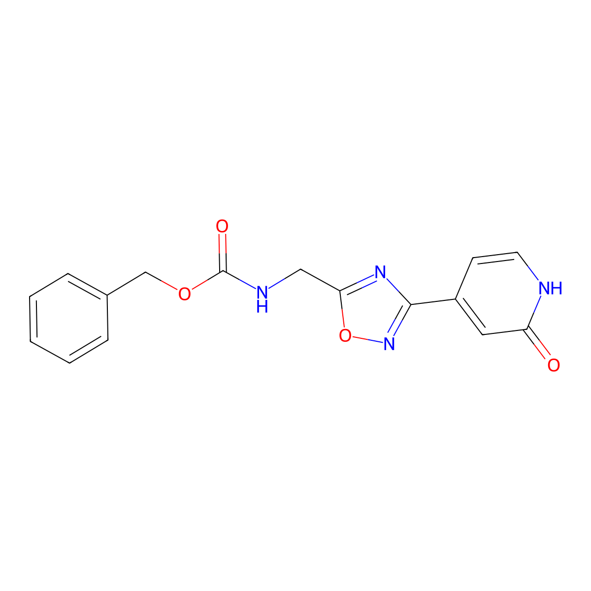 Benzyl ((3-(2-oxo-1,2-dihydropyridin-4-yl)-1,2,4-oxadiazol-5-yl)methyl)carbamate molecular structure, CAS 1903601-05-7