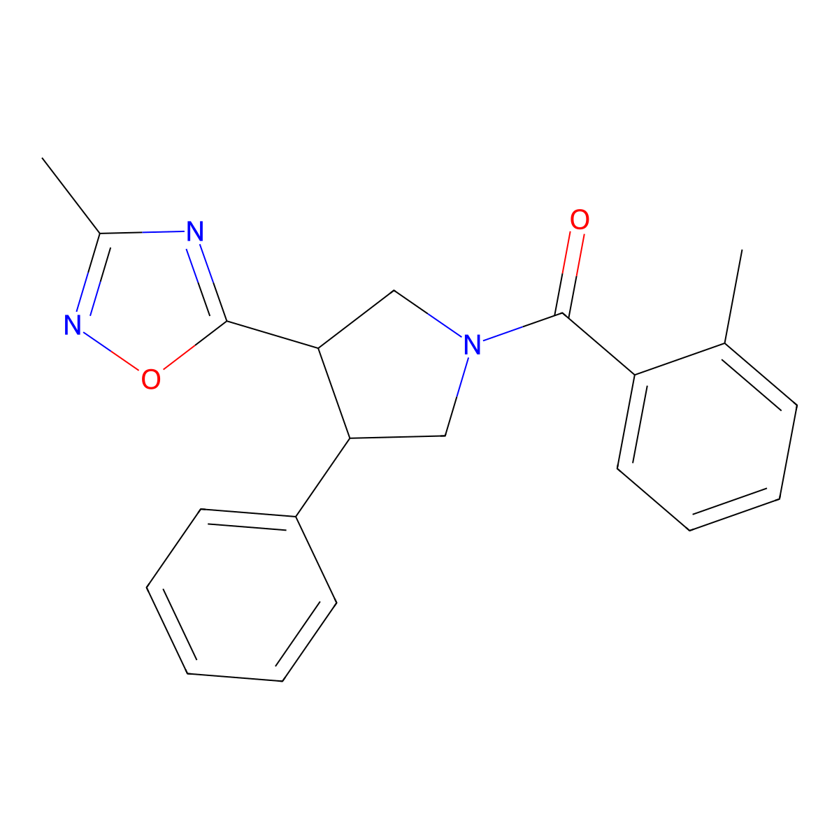 (3-(3-Methyl-1,2,4-oxadiazol-5-yl)-4-phenylpyrrolidin-1-yl)(o-tolyl)methanone molecular structure, CAS 1903601-76-2