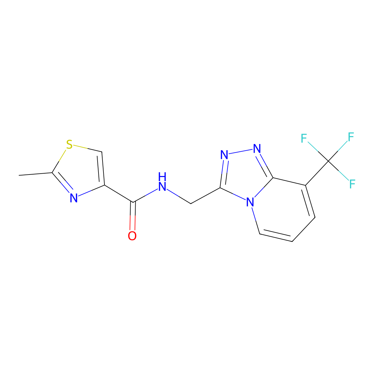 2-methyl-N-((8-(trifluoromethyl)-[1,2,4]triazolo[4,3-a]pyridin-3-yl)methyl)thiazole-4-carboxamide molecular structure, CAS 1903602-01-6