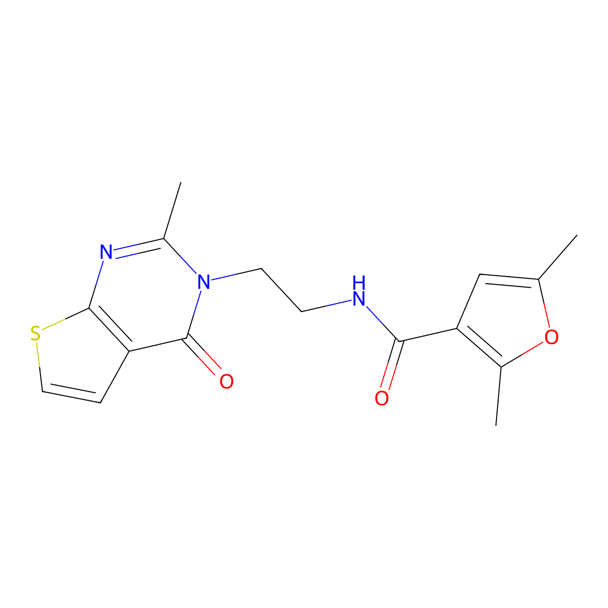 2,5-dimethyl-N-(2-(2-methyl-4-oxothieno[2,3-d]pyrimidin-3(4H)-yl)ethyl)furan-3-carboxamide molecular structure, CAS 1903602-18-5
