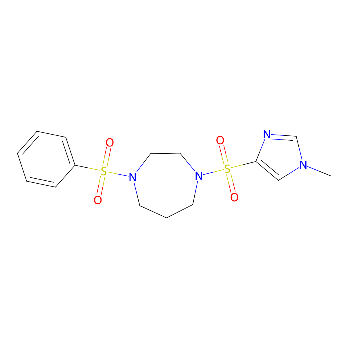 1-((1-methyl-1H-imidazol-4-yl)sulfonyl)-4-(phenylsulfonyl)-1,4-diazepane molecular structure, CAS 1903603-59-7