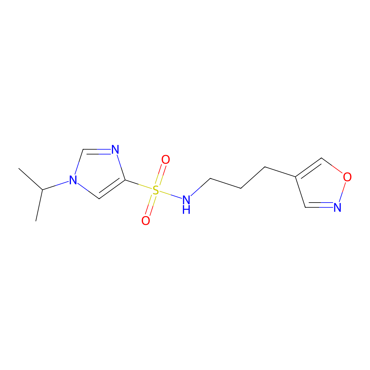 1-isopropyl-N-(3-(isoxazol-4-yl)propyl)-1H-imidazole-4-sulfonamide molecular structure, CAS 1903603-79-1