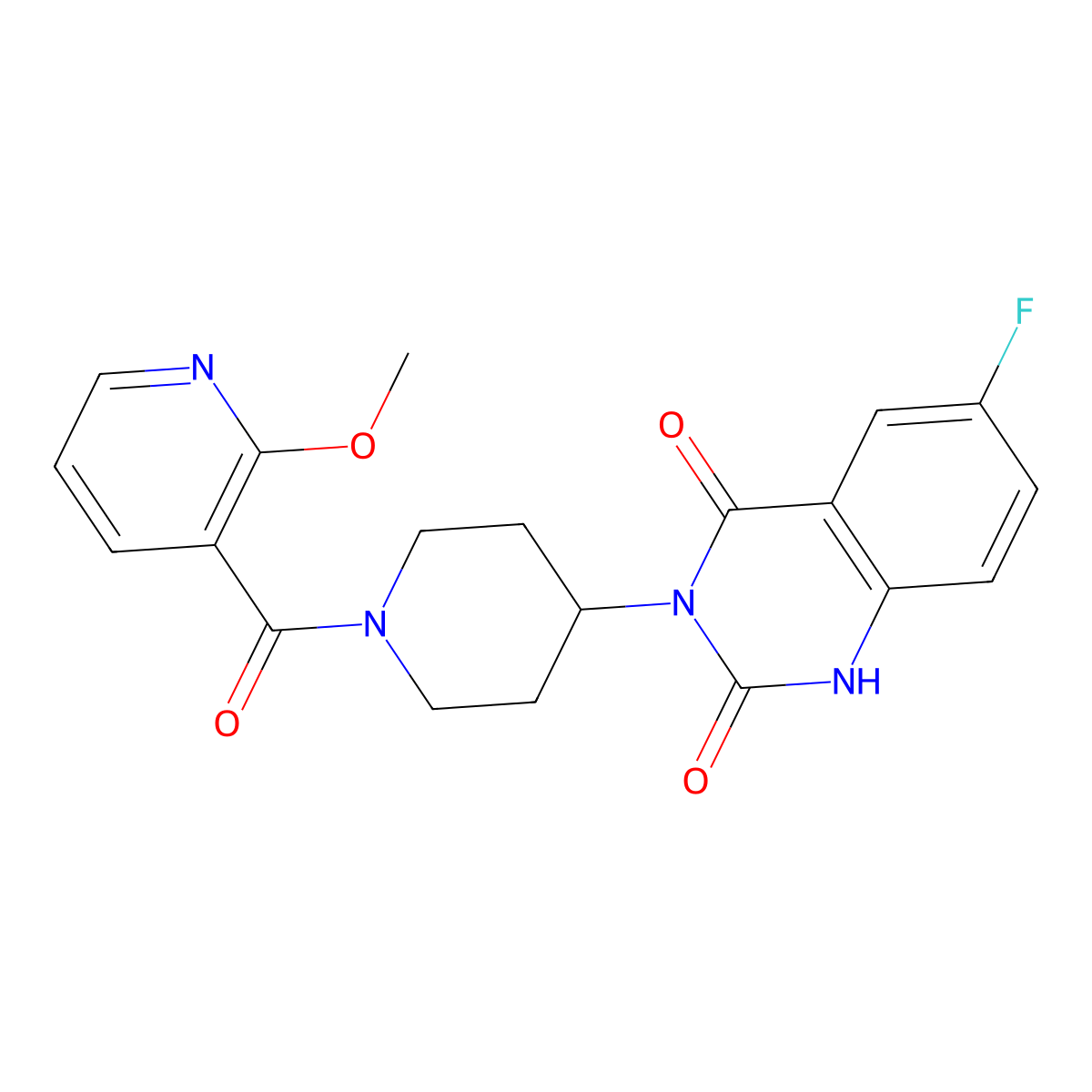 6-fluoro-3-(1-(2-methoxynicotinoyl)piperidin-4-yl)quinazoline-2,4(1H,3H)-dione molecular structure, CAS 1903604-31-8