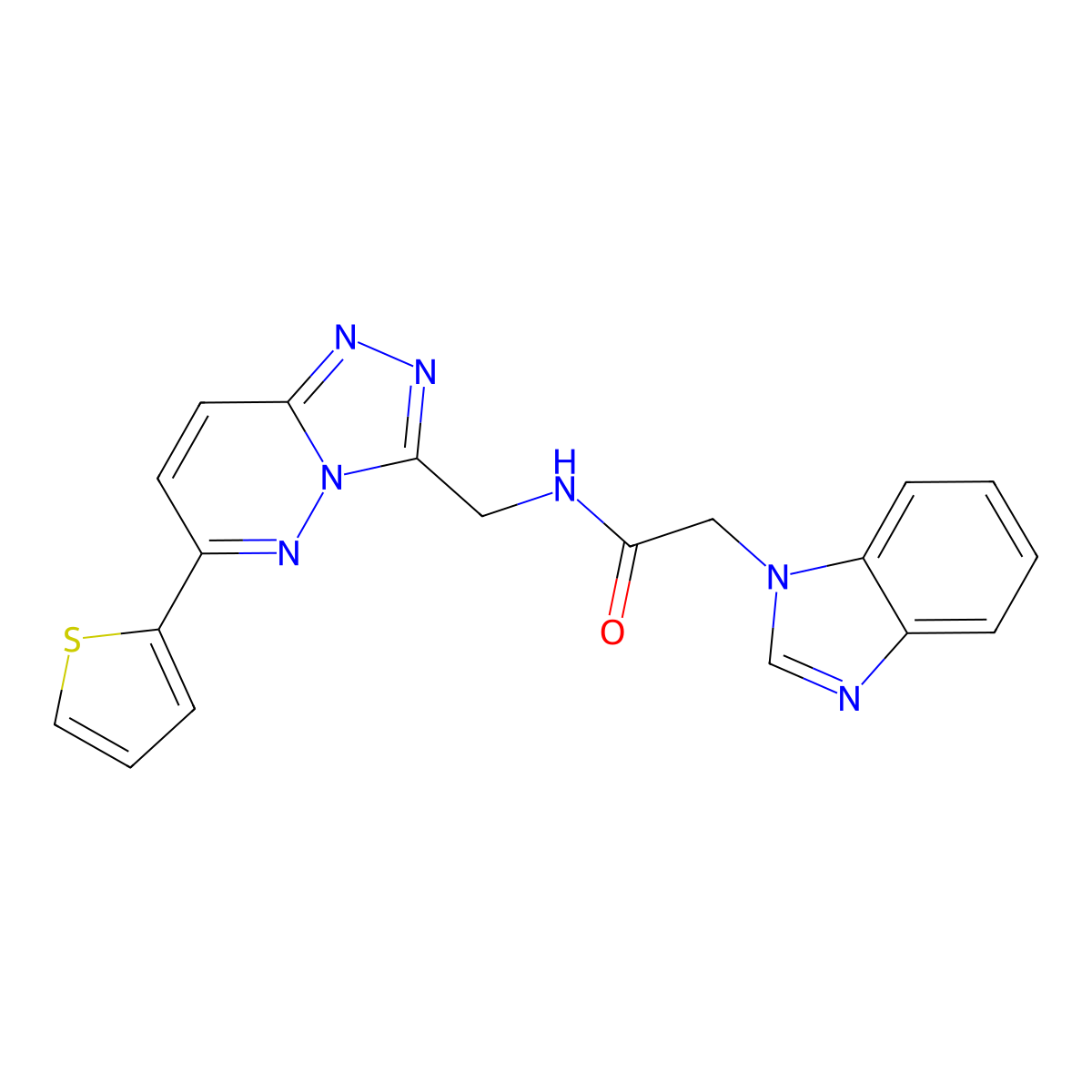2-(1H-benzo[d]imidazol-1-yl)-N-((6-(thiophen-2-yl)-[1,2,4]triazolo[4,3-b]pyridazin-3-yl)methyl)acetamide molecular structure, CAS 1903604-55-6