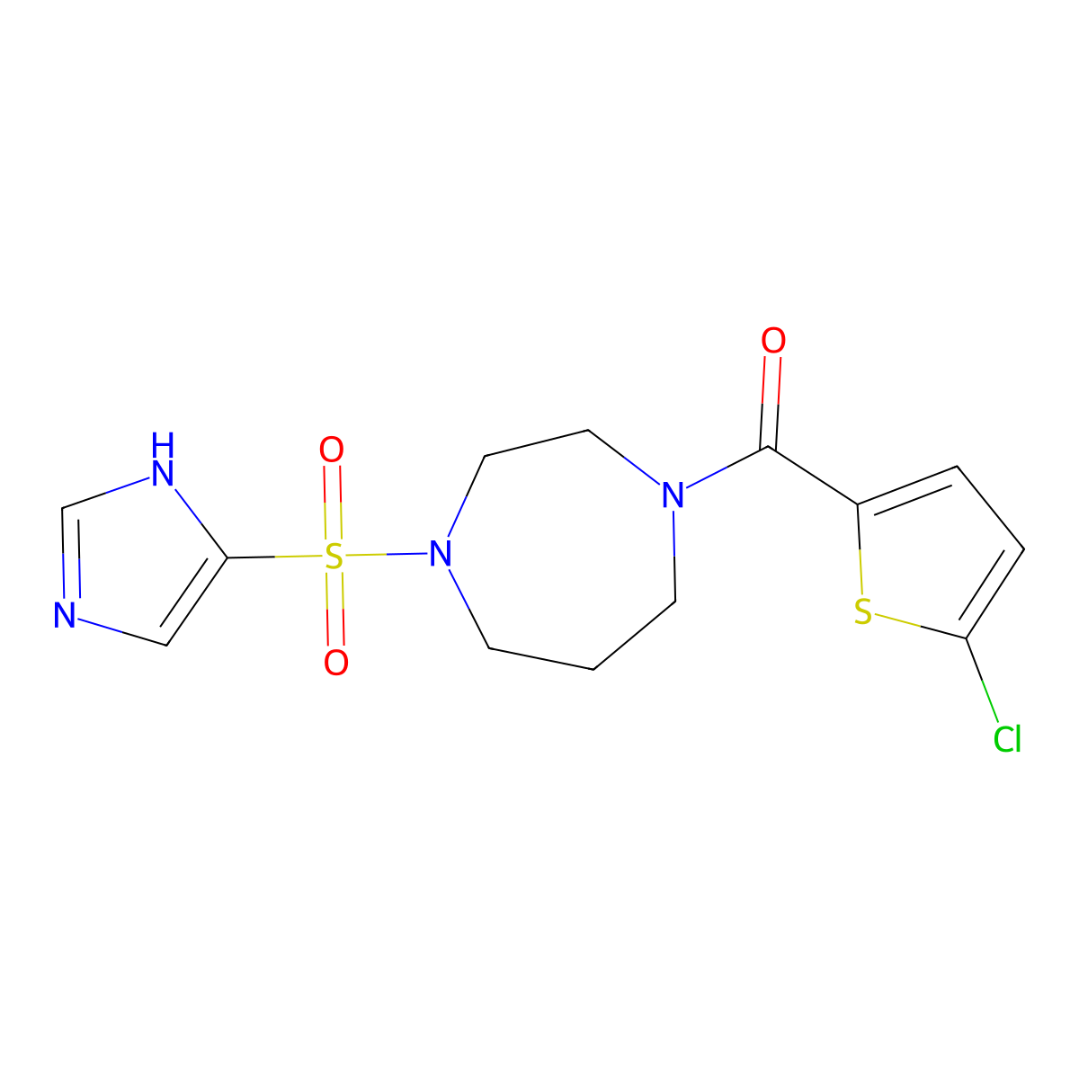 (4-((1H-imidazol-4-yl)sulfonyl)-1,4-diazepan-1-yl)(5-chlorothiophen-2-yl)methanone molecular structure, CAS 1903604-70-5