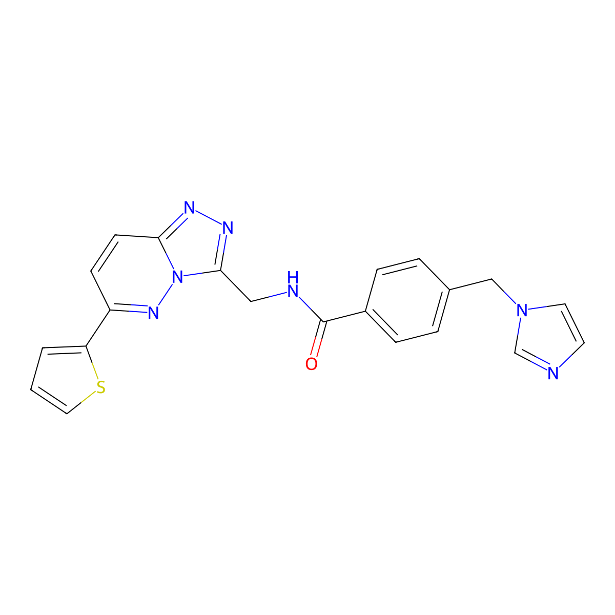 4-((1H-imidazol-1-yl)methyl)-N-((6-(thiophen-2-yl)-[1,2,4]triazolo[4,3-b]pyridazin-3-yl)methyl)benzamide molecular structure, CAS 1903604-74-9