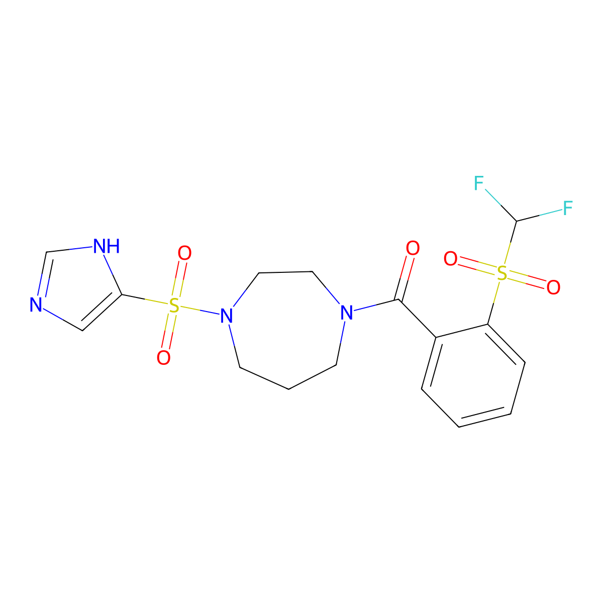 (4-((1H-imidazol-4-yl)sulfonyl)-1,4-diazepan-1-yl)(2-((difluoromethyl)sulfonyl)phenyl)methanone molecular structure, CAS 1903604-77-2