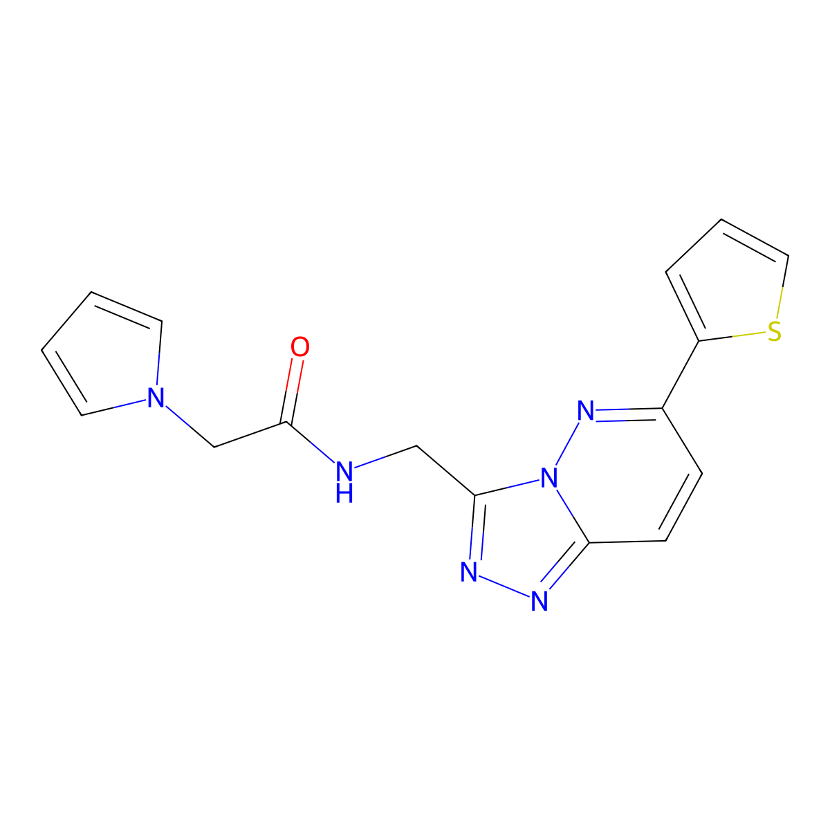 2-(1H-pyrrol-1-yl)-N-{[6-(thiophen-2-yl)-[1,2,4]triazolo[4,3-b]pyridazin-3-yl]methyl}acetamide molecular structure, CAS 1903604-87-4