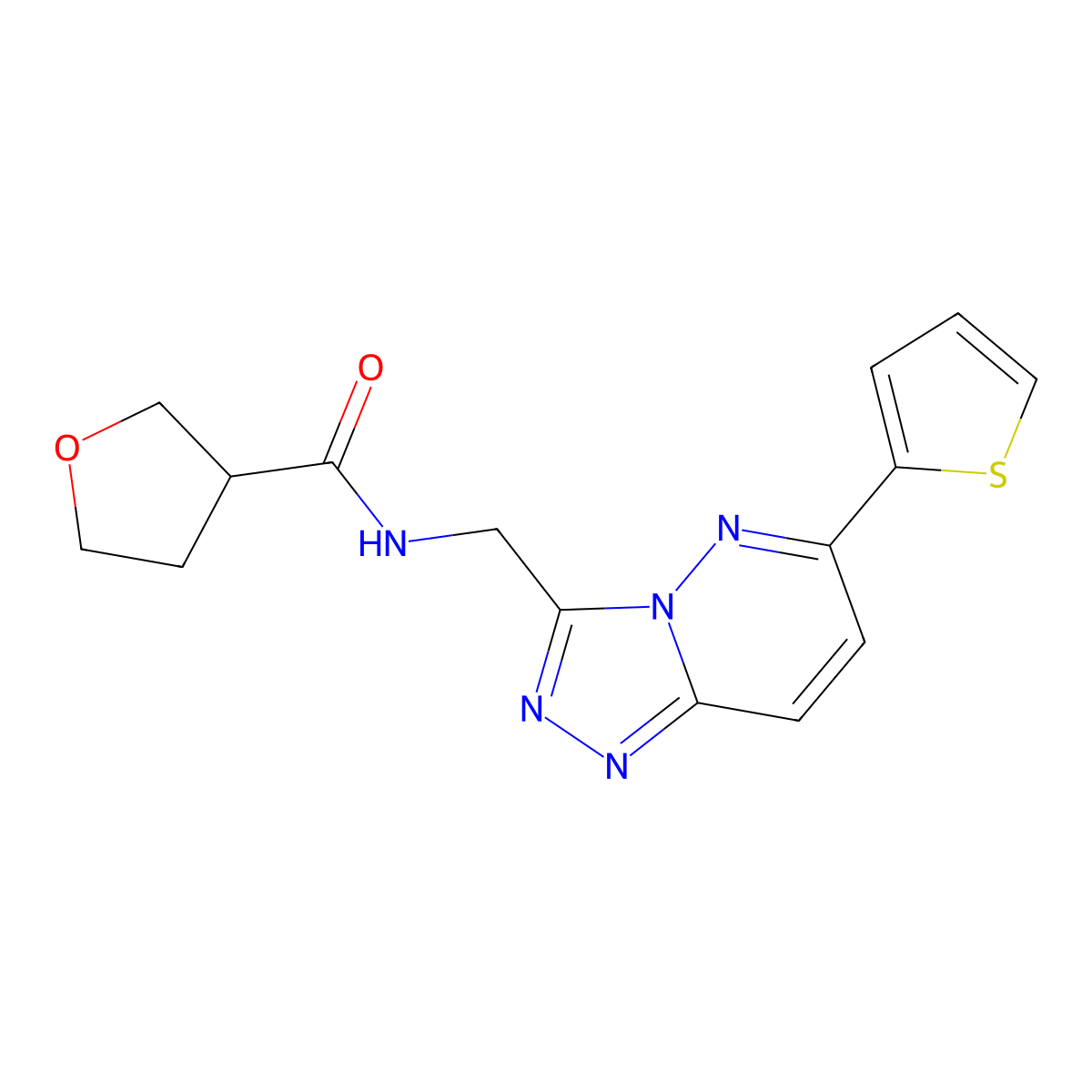 N-((6-(thiophen-2-yl)-[1,2,4]triazolo[4,3-b]pyridazin-3-yl)methyl)tetrahydrofuran-3-carboxamide molecular structure, CAS 1903604-97-6