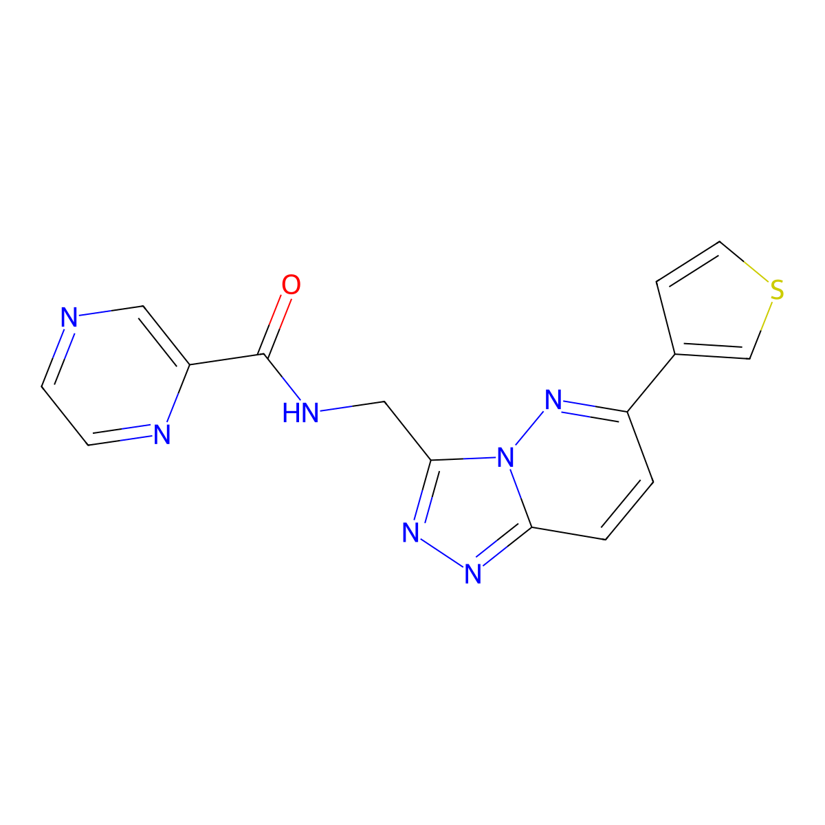 N-((6-(thiophen-3-yl)-[1,2,4]triazolo[4,3-b]pyridazin-3-yl)methyl)pyrazine-2-carboxamide molecular structure, CAS 1903605-38-8