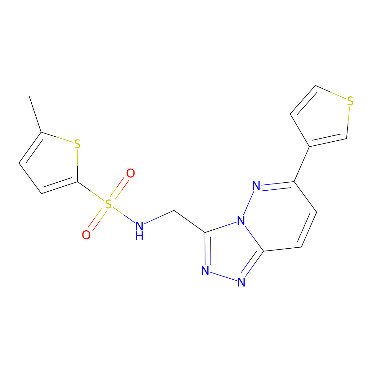 5-methyl-N-((6-(thiophen-3-yl)-[1,2,4]triazolo[4,3-b]pyridazin-3-yl)methyl)thiophene-2-sulfonamide molecular structure, CAS 1903605-45-7
