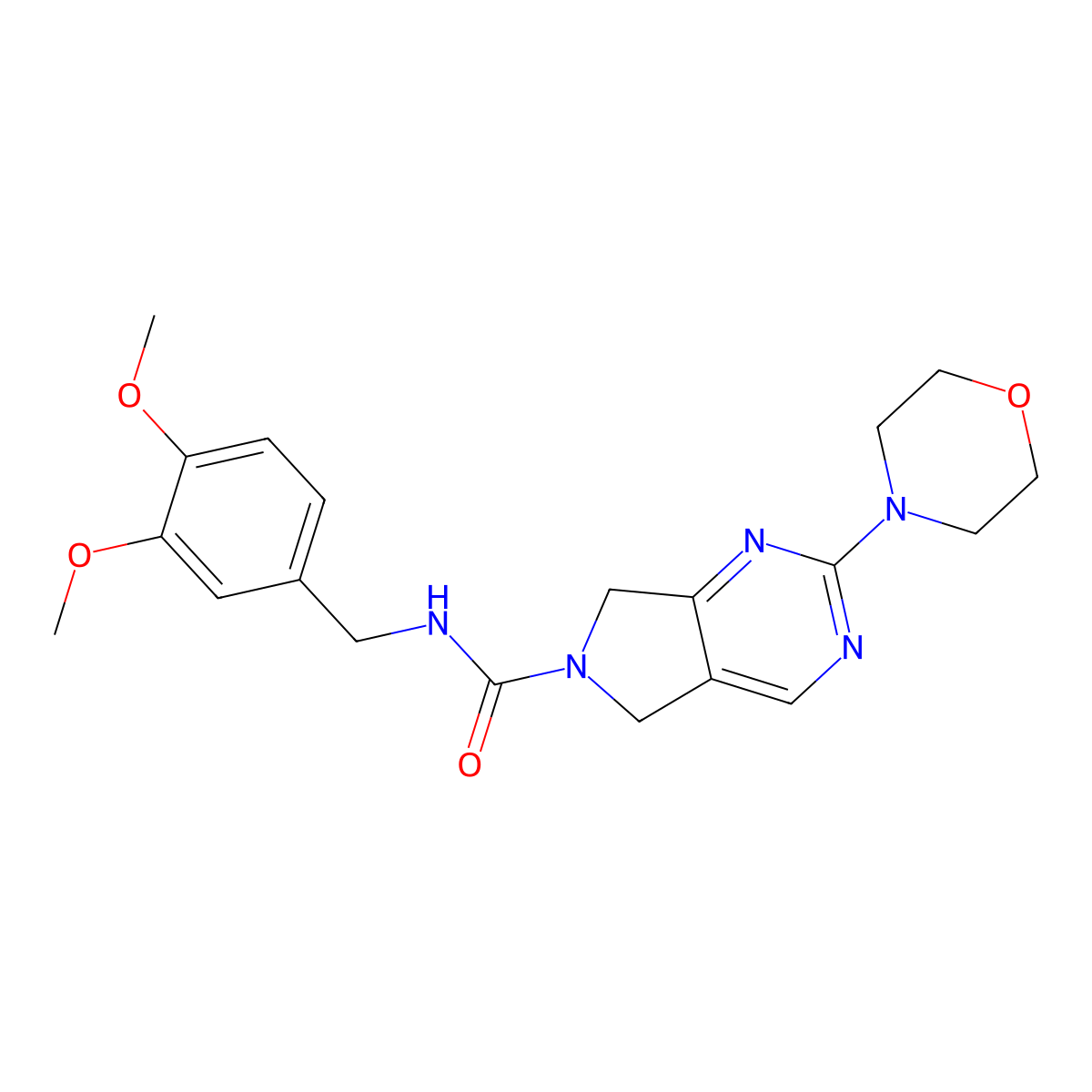 N-[(3,4-dimethoxyphenyl)methyl]-2-(morpholin-4-yl)-5H,6H,7H-pyrrolo[3,4-d]pyrimidine-6-carboxamide molecular structure, CAS 1903605-47-9