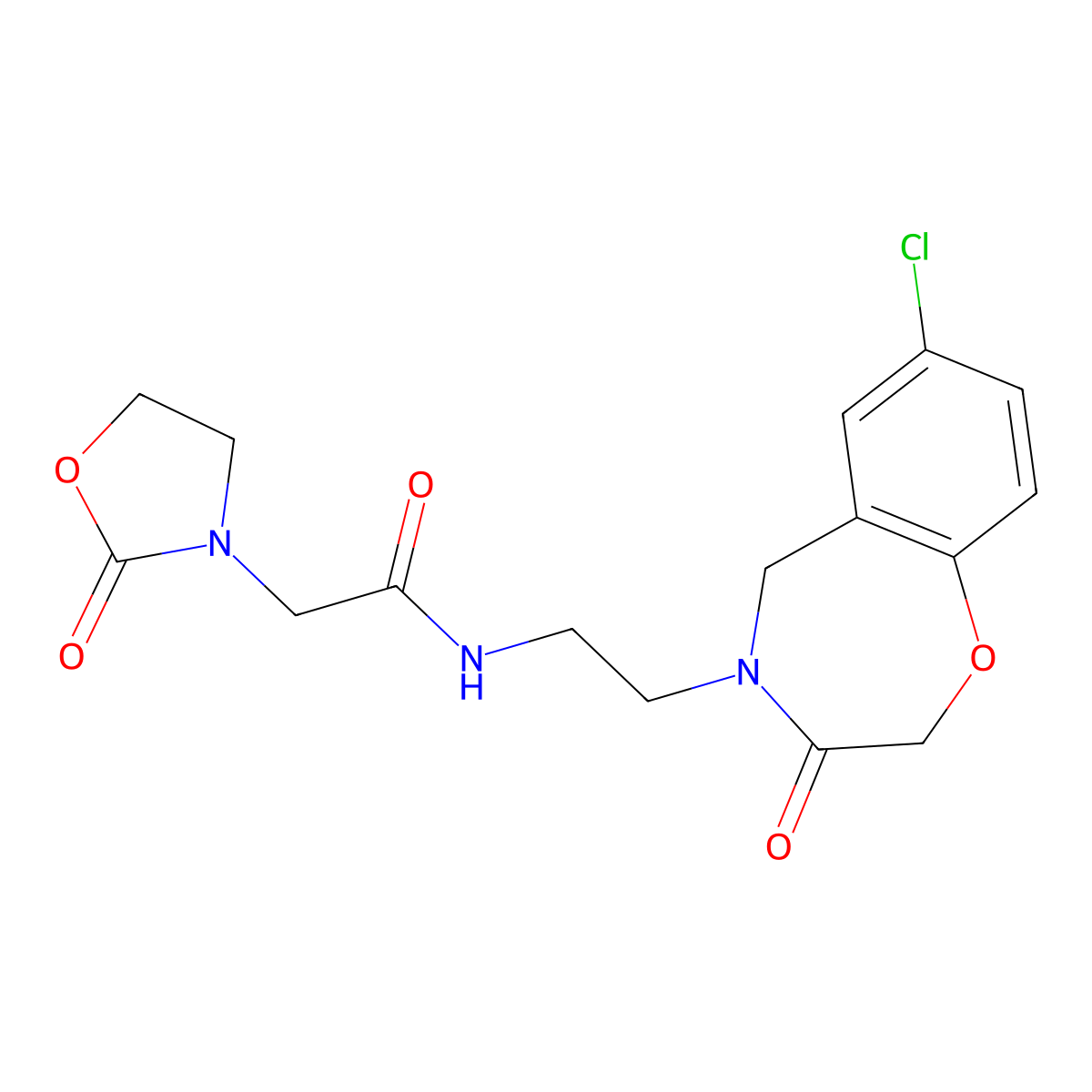 N-(2-(7-chloro-3-oxo-2,3-dihydrobenzo[f][1,4]oxazepin-4(5H)-yl)ethyl)-2-(2-oxooxazolidin-3-yl)acetamide molecular structure, CAS 1903606-88-1
