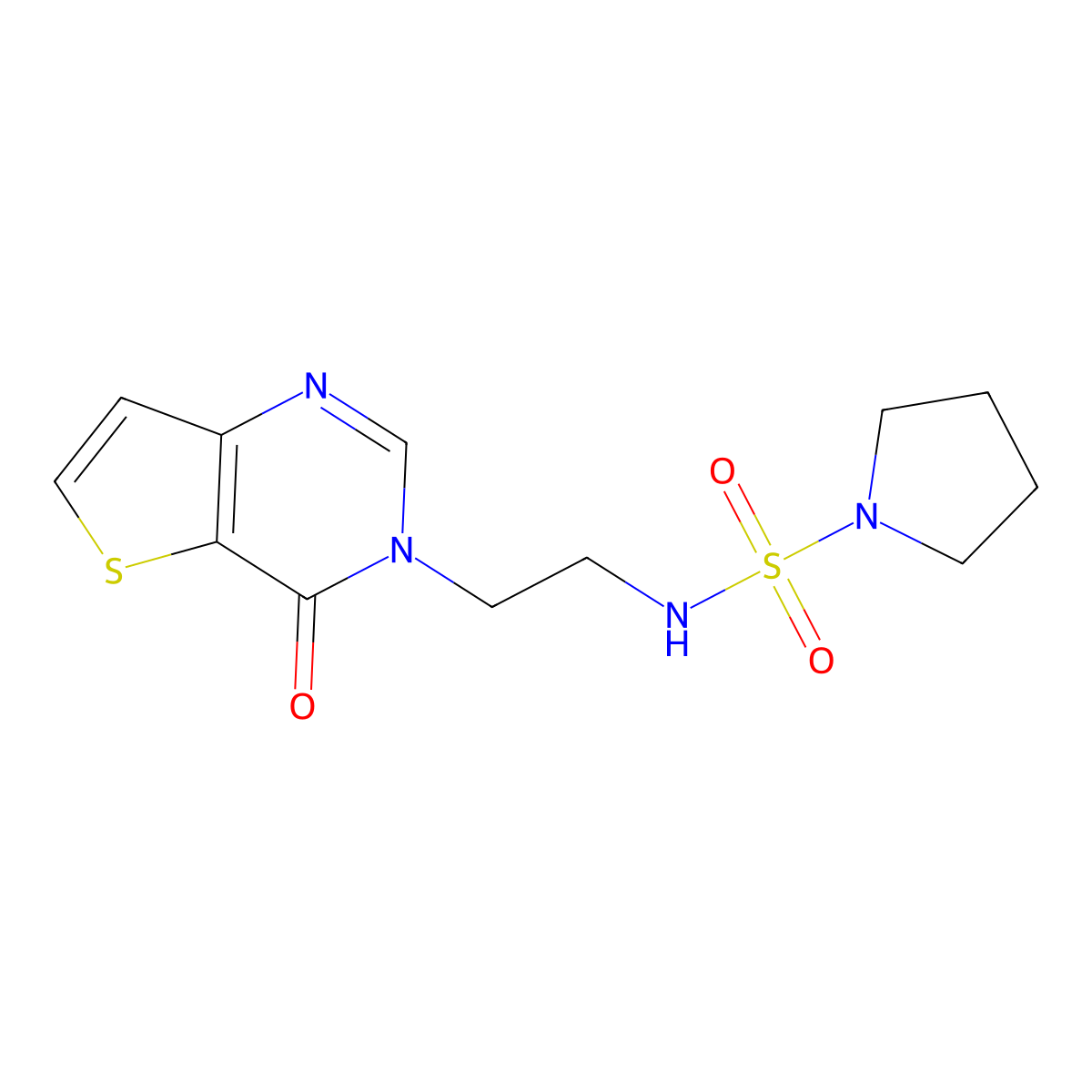 N-(2-(4-oxothieno[3,2-d]pyrimidin-3(4H)-yl)ethyl)pyrrolidine-1-sulfonamide molecular structure, CAS 1903607-14-6