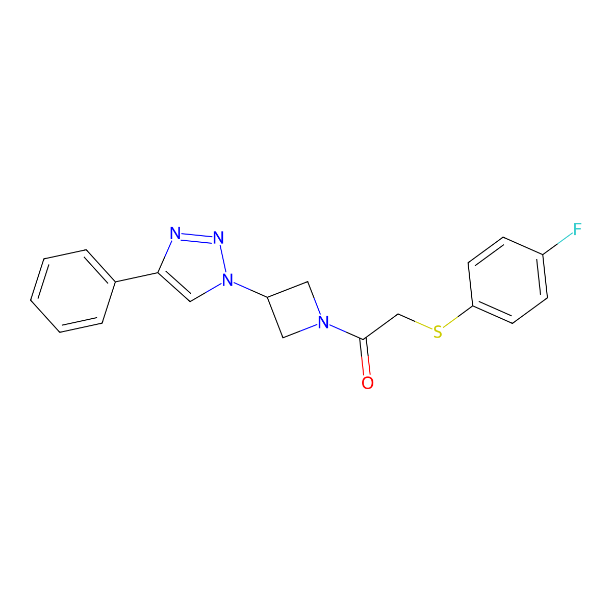 2-((4-fluorophenyl)thio)-1-(3-(4-phenyl-1H-1,2,3-triazol-1-yl)azetidin-1-yl)ethanone molecular structure, CAS 1903607-22-6