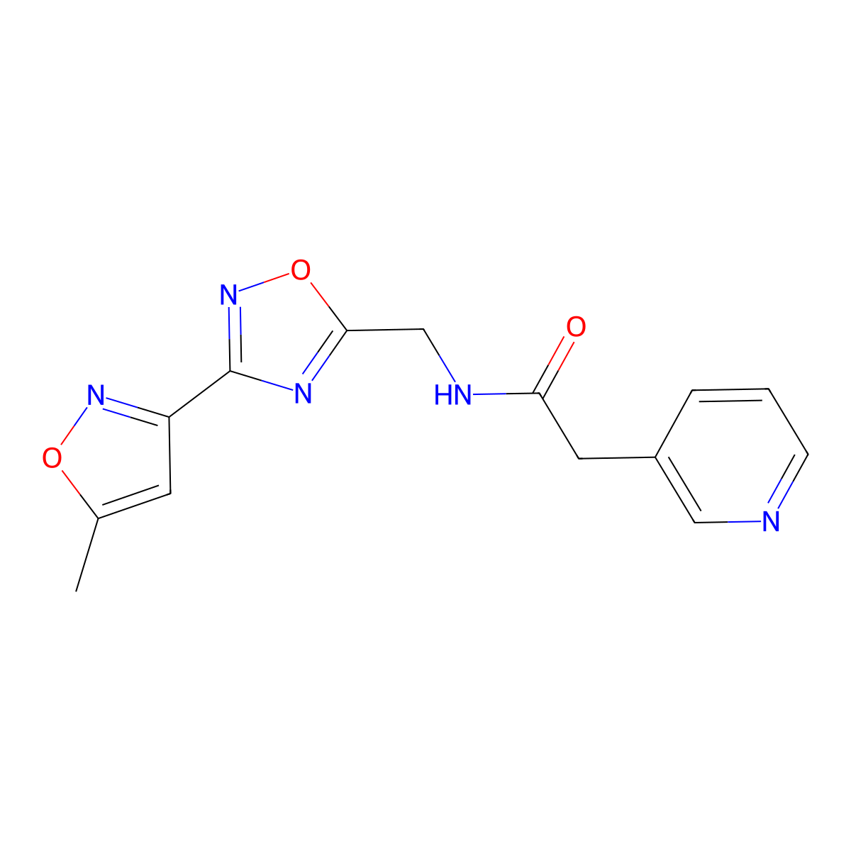 N-((3-(5-methylisoxazol-3-yl)-1,2,4-oxadiazol-5-yl)methyl)-2-(pyridin-3-yl)acetamide molecular structure, CAS 1903607-30-6
