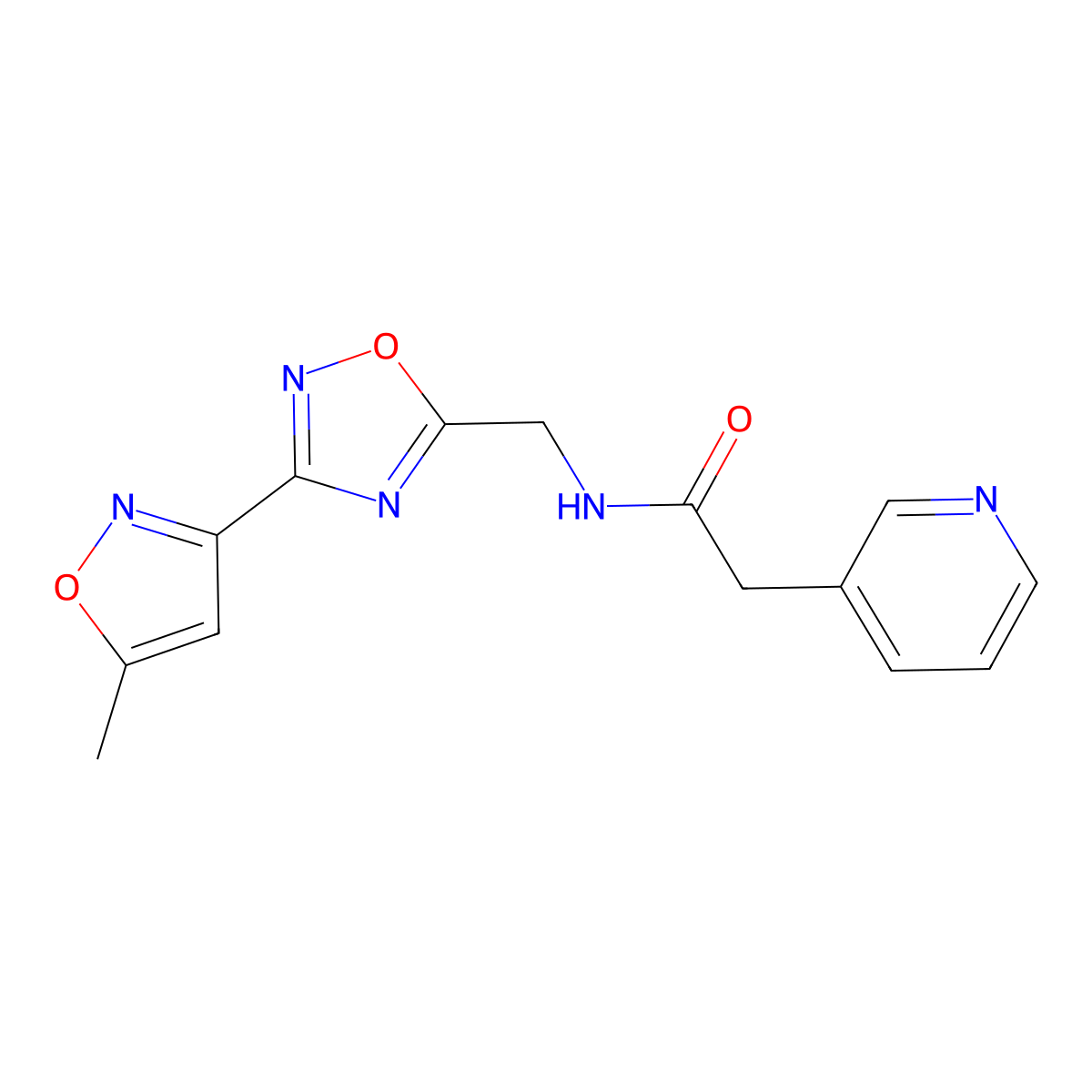 N-((3-(5-methylisoxazol-3-yl)-1,2,4-oxadiazol-5-yl)methyl)-2-(pyridin-3-yl)acetamide molecular structure, CAS 1903607-30-6