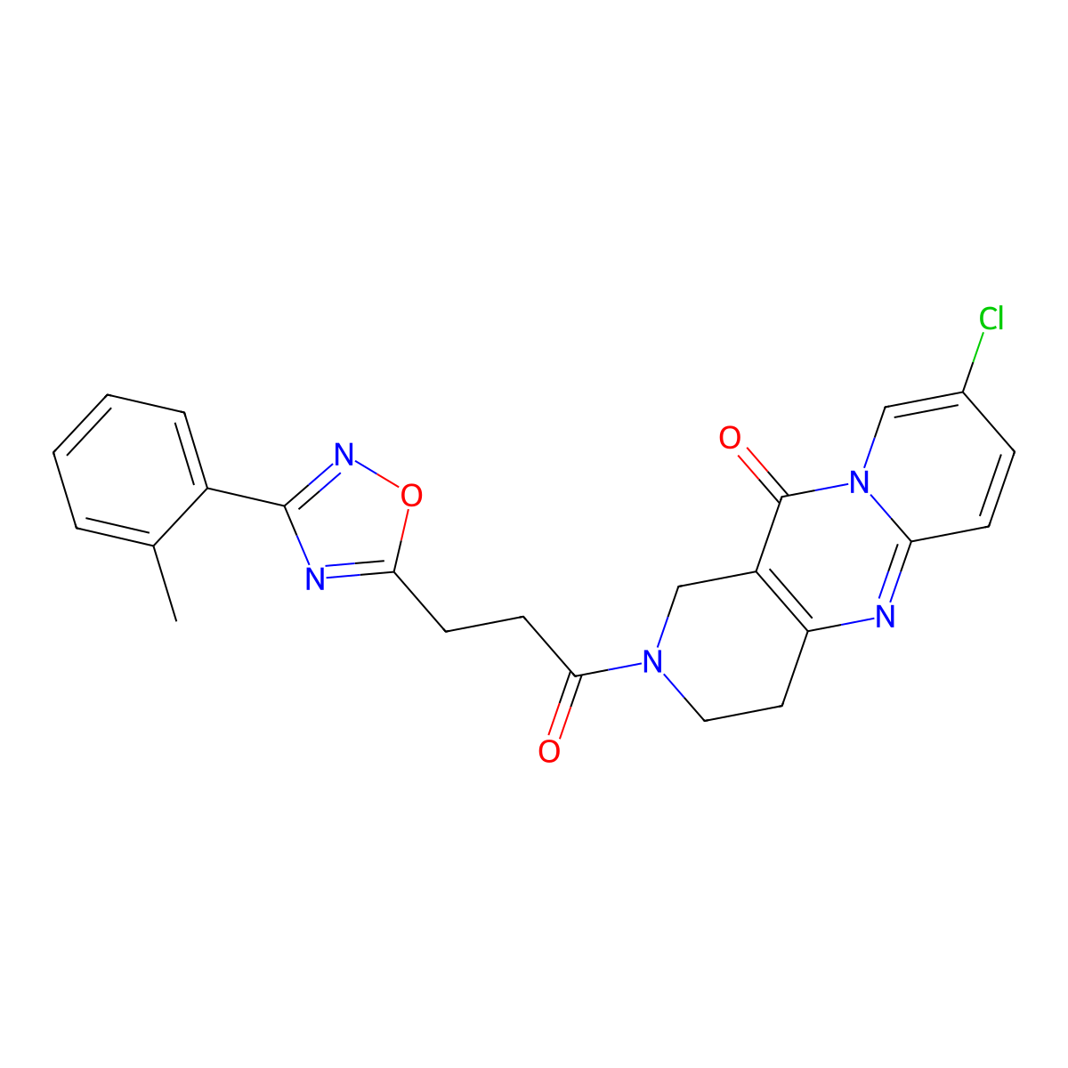 13-Chloro-5-{3-[3-(2-methylphenyl)-1,2,4-oxadiazol-5-yl]propanoyl}-1,5,9-triazatricyclo[8.4.0.0^{3,8}]tetradeca-3(8),9,11,13-tetraen-2-one molecular structure, CAS 1903607-75-9