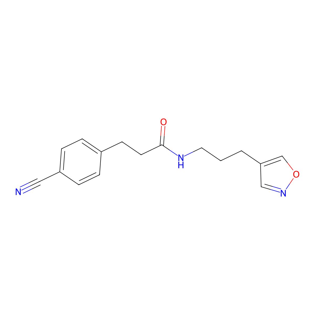 3-(4-cyanophenyl)-N-(3-(isoxazol-4-yl)propyl)propanamide molecular structure, CAS 1903609-91-5