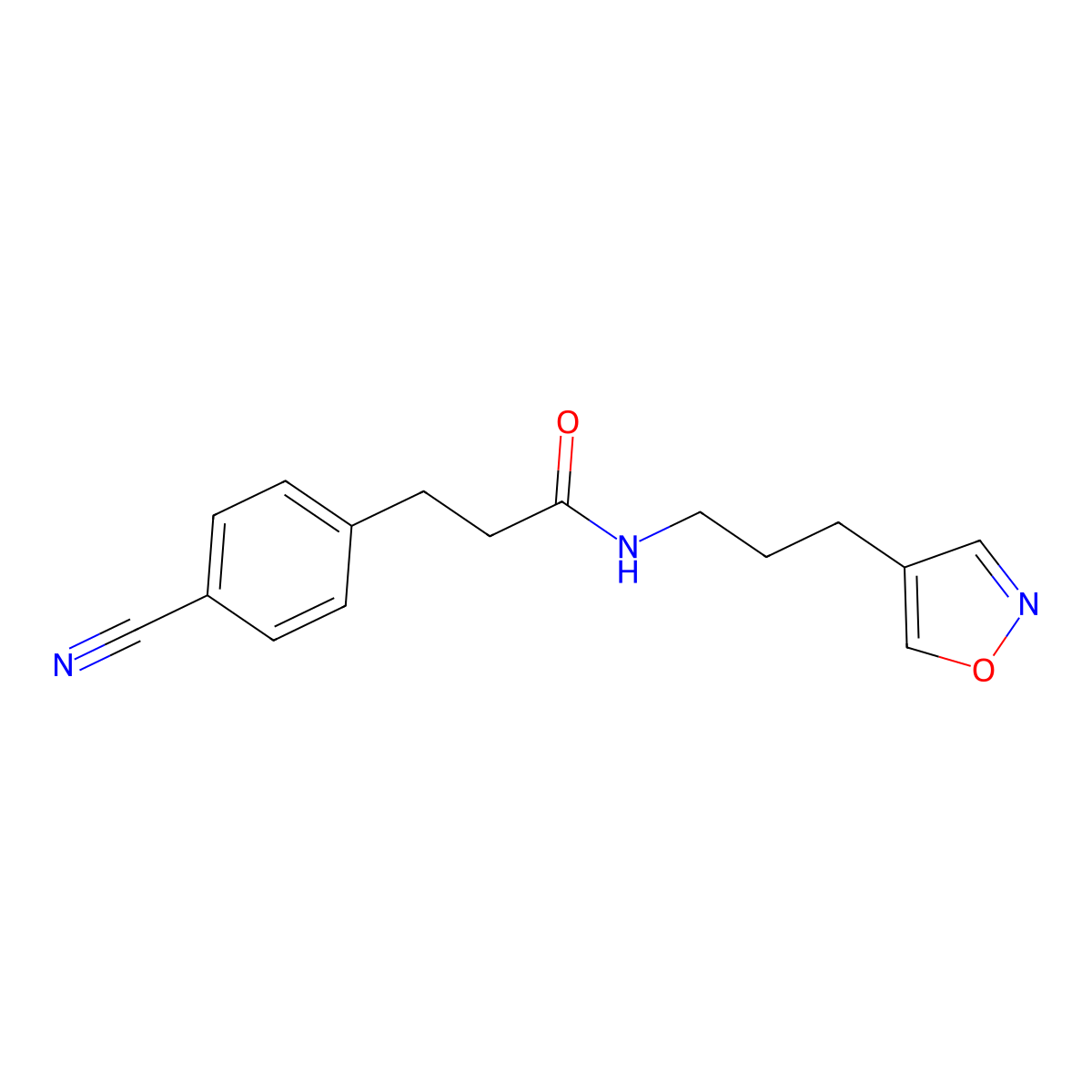3-(4-cyanophenyl)-N-(3-(isoxazol-4-yl)propyl)propanamide molecular structure, CAS 1903609-91-5