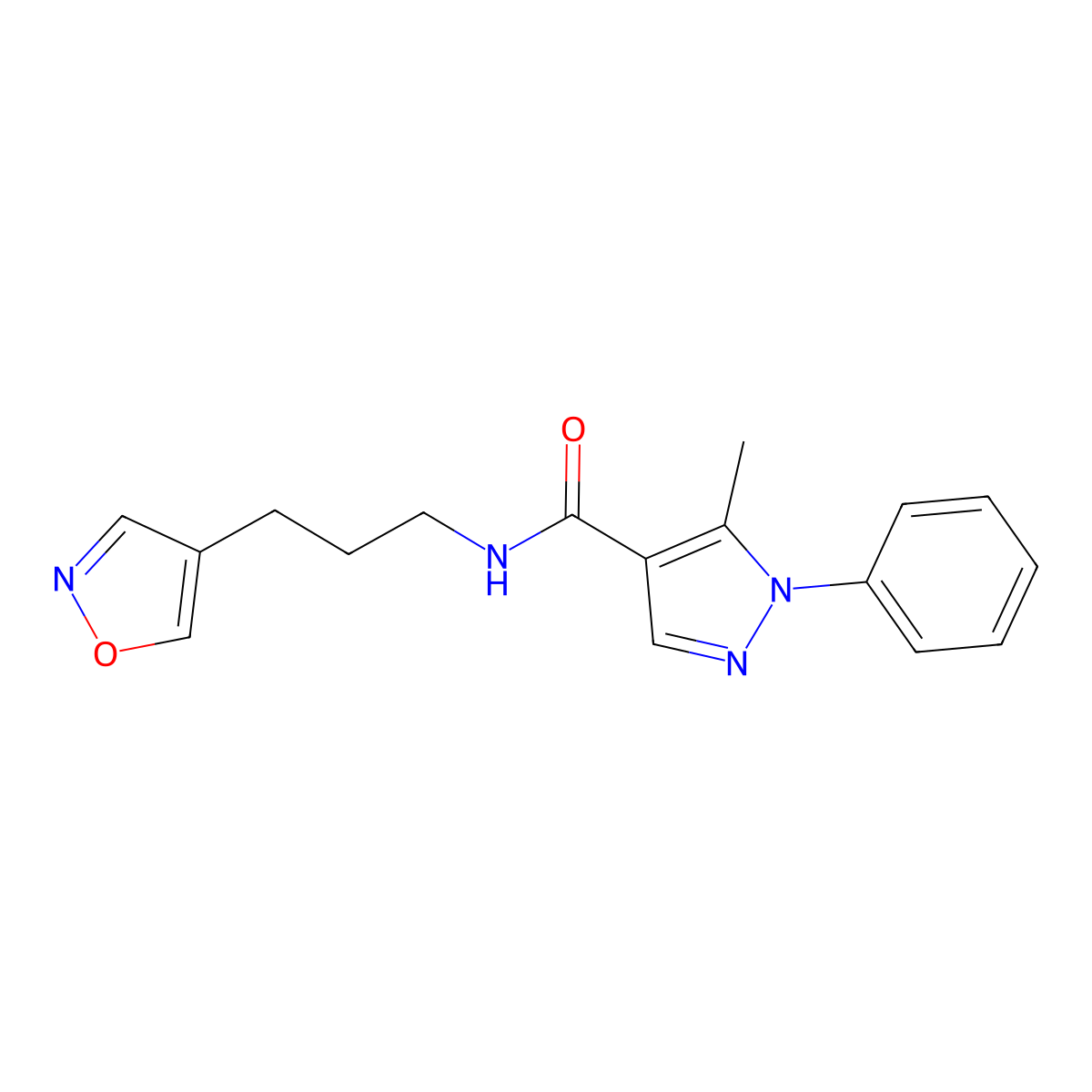 N-(3-(isoxazol-4-yl)propyl)-5-methyl-1-phenyl-1H-pyrazole-4-carboxamide molecular structure, CAS 1903610-21-8