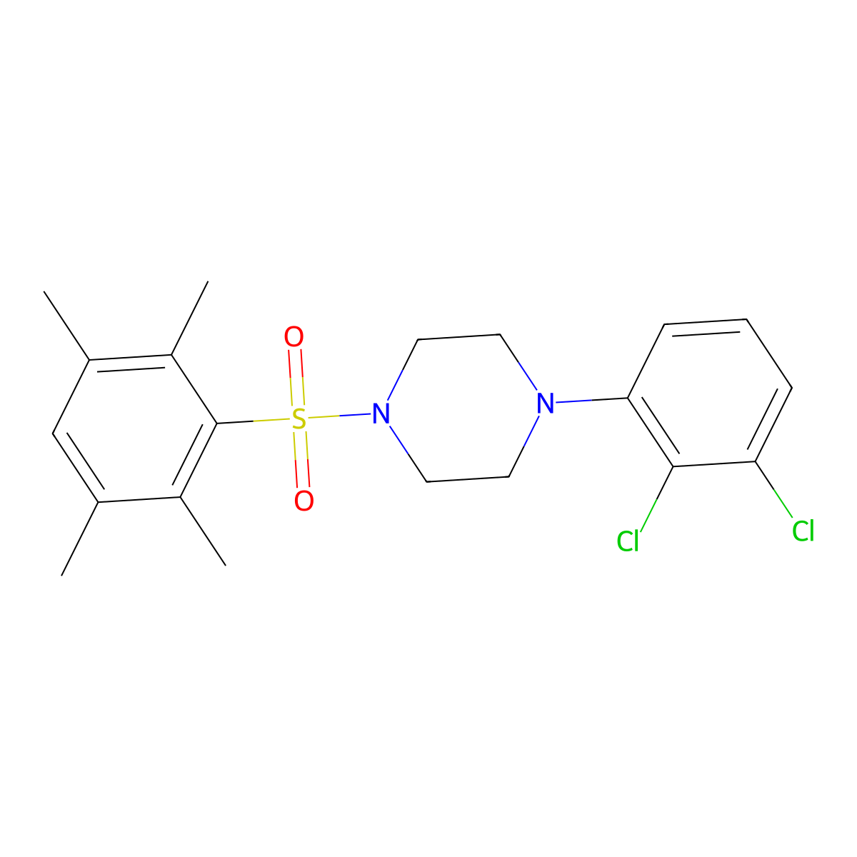 1-(2,3-Dichlorophenyl)-4-(2,3,5,6-tetramethylbenzenesulfonyl)piperazine molecular structure, CAS 1903611-23-3