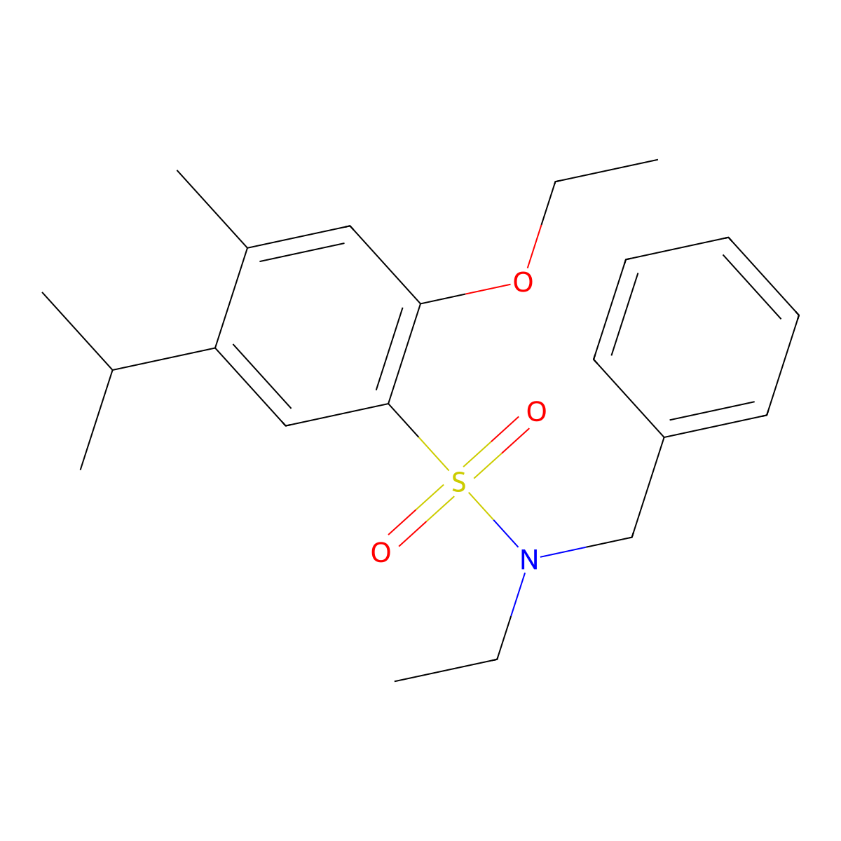 N-benzyl-2-ethoxy-N-ethyl-4-methyl-5-(propan-2-yl)benzene-1-sulfonamide molecular structure, CAS 1903611-43-7