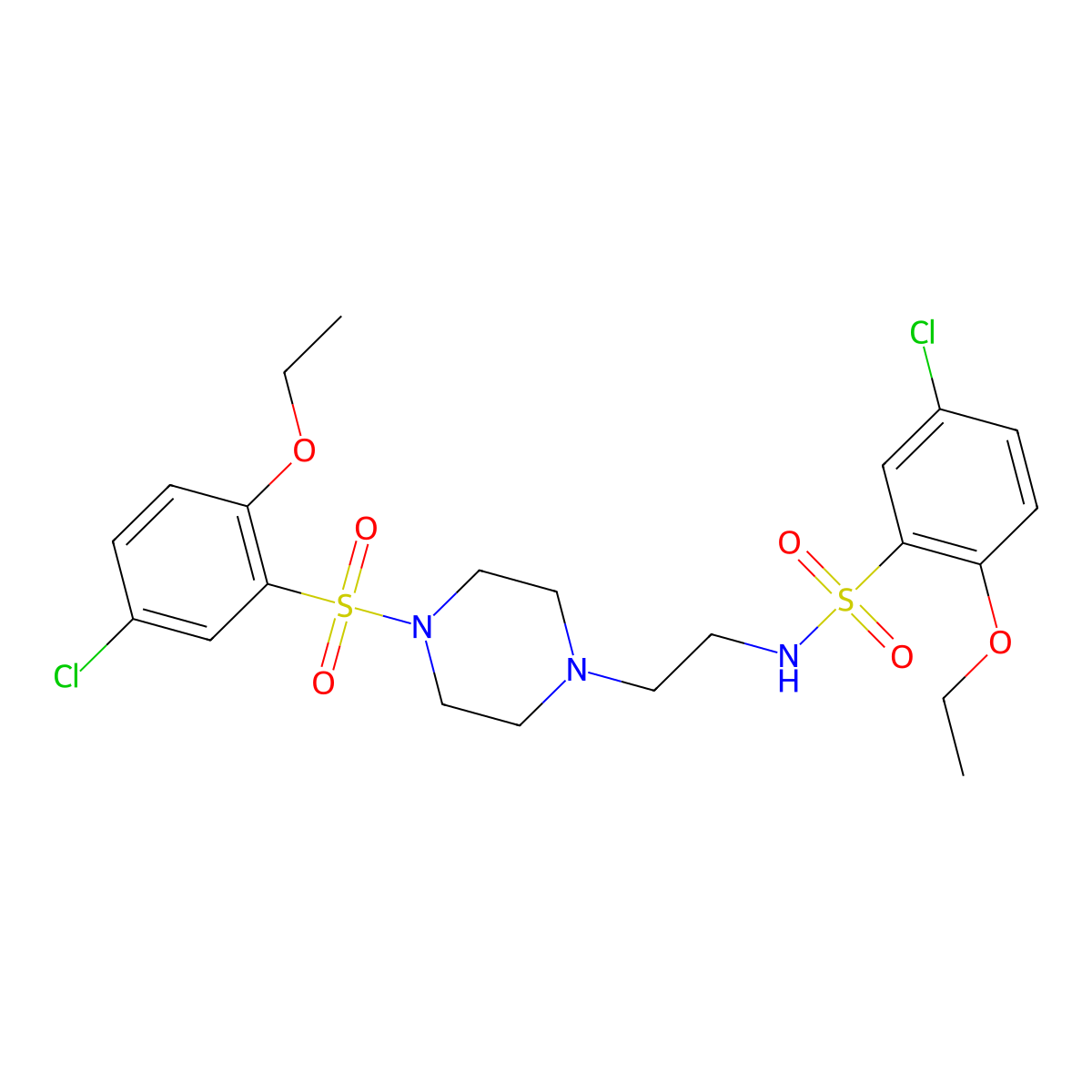 5-chloro-N-{2-[4-(5-chloro-2-ethoxybenzenesulfonyl)piperazin-1-yl]ethyl}-2-ethoxybenzene-1-sulfonamide molecular structure, CAS 1903611-79-9