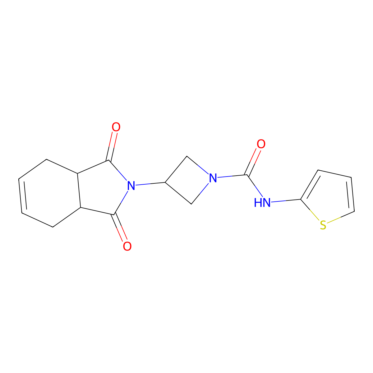 3-(1,3-dioxo-3a,4,7,7a-tetrahydro-1H-isoindol-2(3H)-yl)-N-(thiophen-2-yl)azetidine-1-carboxamide molecular structure, CAS 1903613-61-5