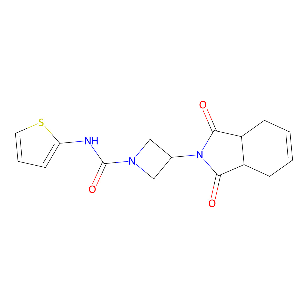 3-(1,3-dioxo-3a,4,7,7a-tetrahydro-1H-isoindol-2(3H)-yl)-N-(thiophen-2-yl)azetidine-1-carboxamide molecular structure, CAS 1903613-61-5
