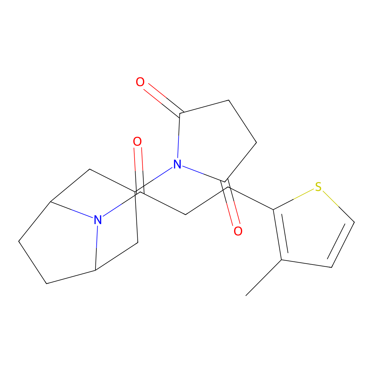 1-{8-[3-(3-Methylthiophen-2-yl)propanoyl]-8-azabicyclo[3.2.1]octan-3-yl}pyrrolidine-2,5-dione molecular structure, CAS 1903618-06-3