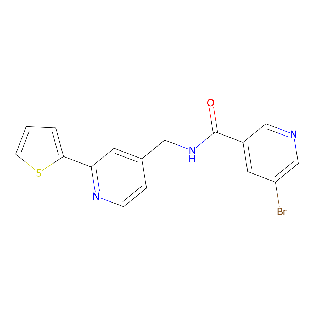 5-bromo-N-((2-(thiophen-2-yl)pyridin-4-yl)methyl)nicotinamide molecular structure, CAS 1903618-91-6