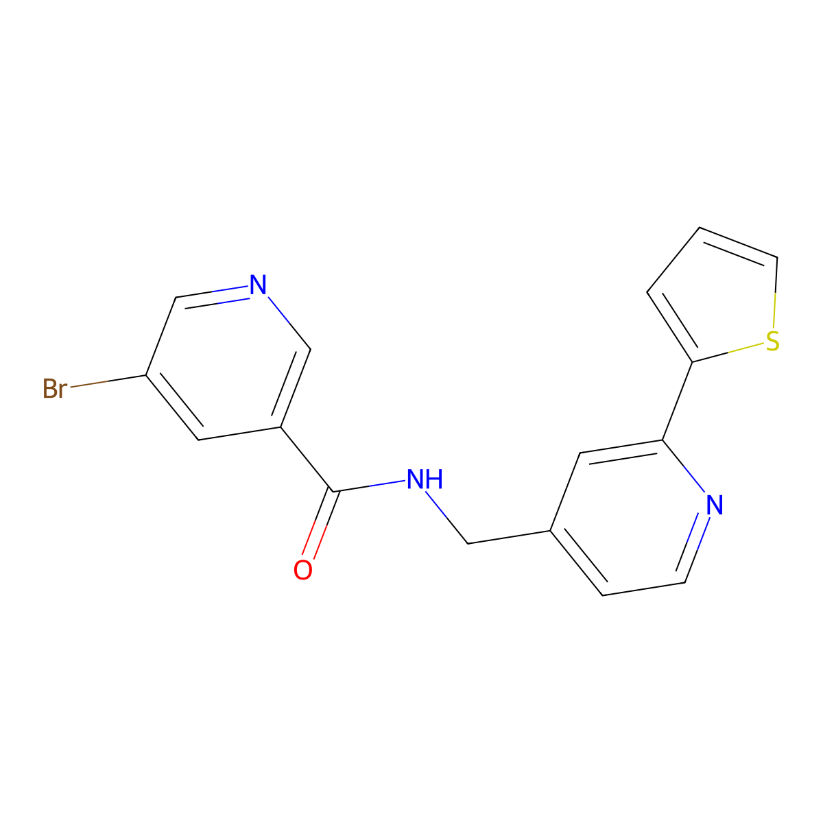 5-bromo-N-((2-(thiophen-2-yl)pyridin-4-yl)methyl)nicotinamide molecular structure, CAS 1903618-91-6
