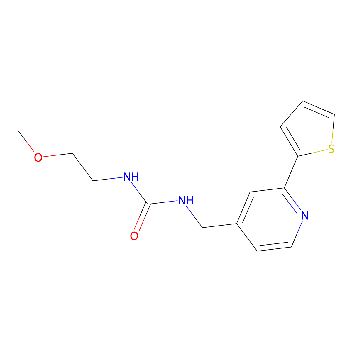 1-(2-Methoxyethyl)-3-((2-(thiophen-2-yl)pyridin-4-yl)methyl)urea molecular structure, CAS 1903619-49-7
