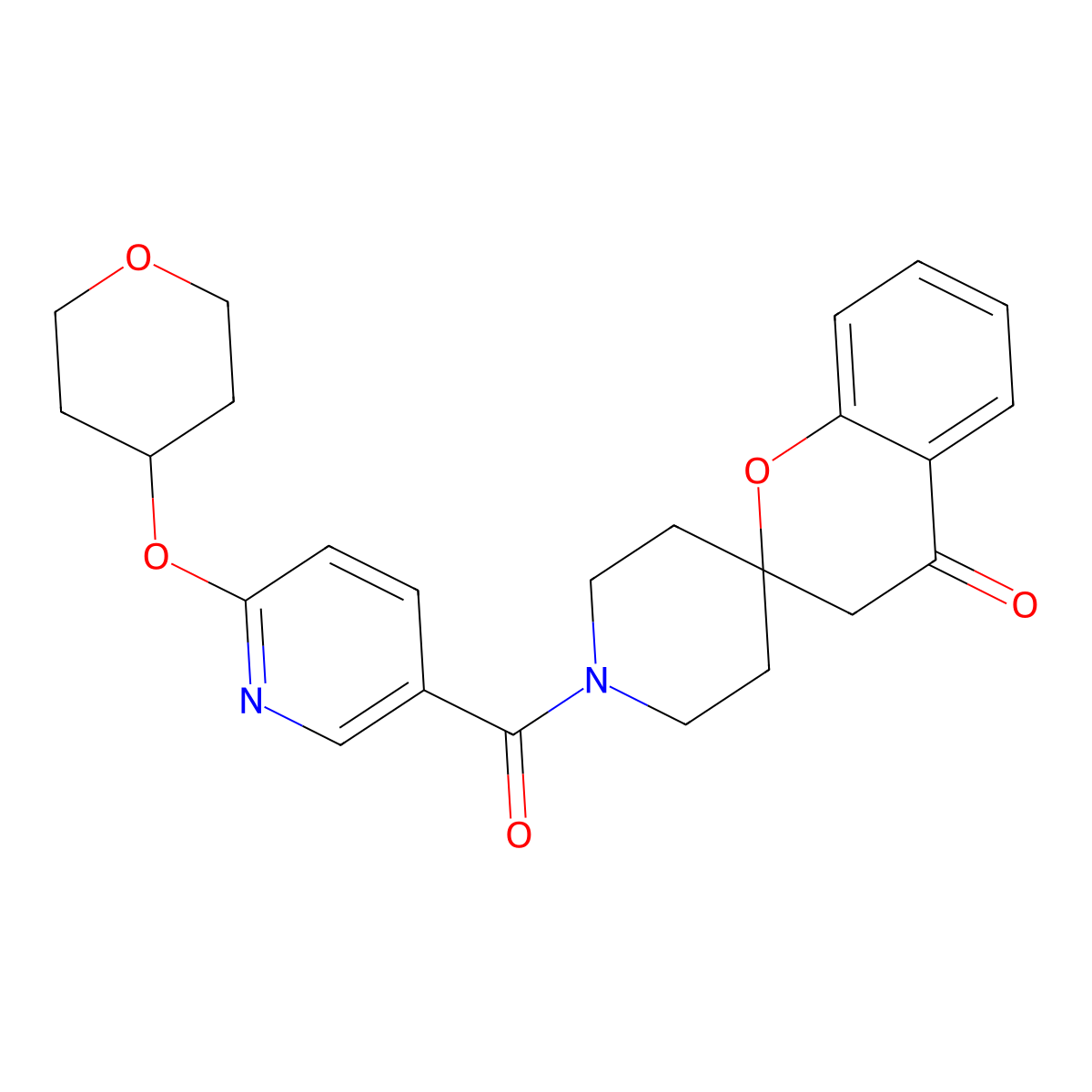 1'-[6-(Oxan-4-yloxy)pyridine-3-carbonyl]-3,4-dihydrospiro[1-benzopyran-2,4'-piperidine]-4-one molecular structure, CAS 1903622-77-4