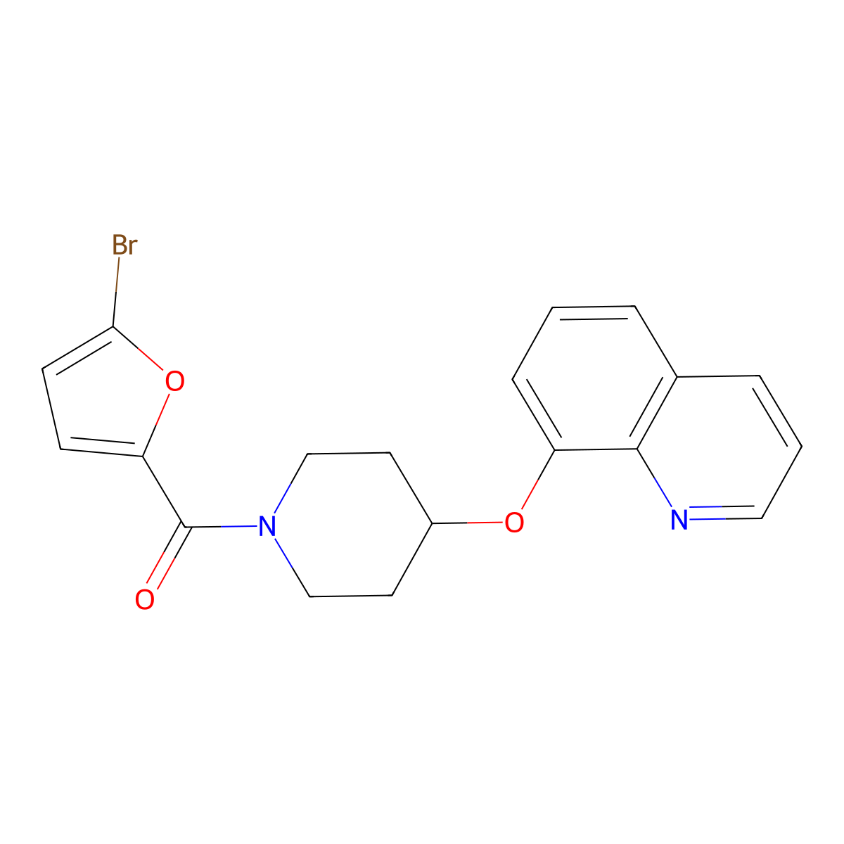 8-{[1-(5-Bromofuran-2-carbonyl)piperidin-4-yl]oxy}quinoline molecular structure, CAS 1903624-17-8