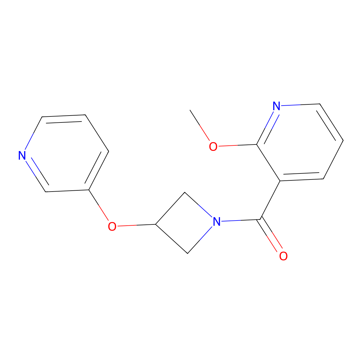 (2-Methoxypyridin-3-yl)(3-(pyridin-3-yloxy)azetidin-1-yl)methanone molecular structure, CAS 1903625-34-2