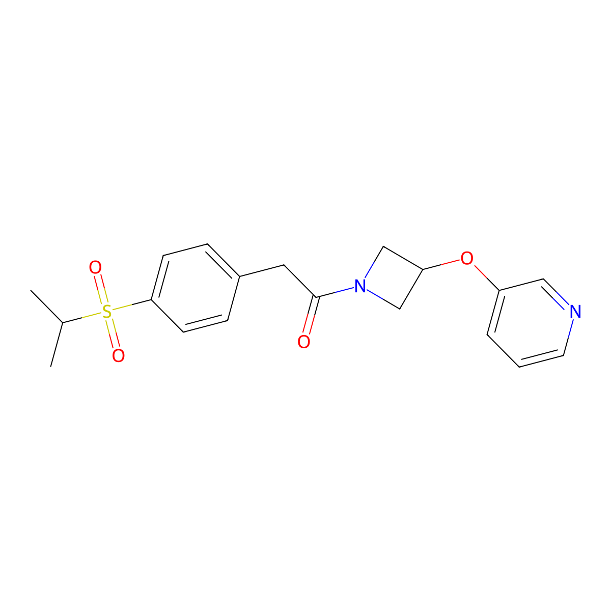 2-(4-(Isopropylsulfonyl)phenyl)-1-(3-(pyridin-3-yloxy)azetidin-1-yl)ethanone molecular structure, CAS 1903625-59-1
