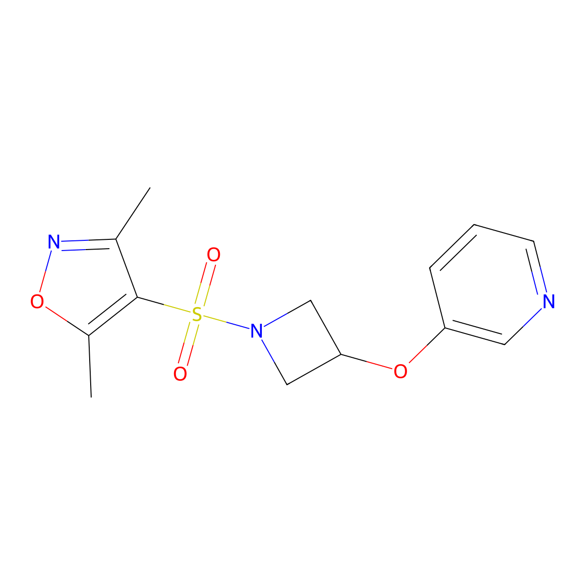 3,5-Dimethyl-4-((3-(pyridin-3-yloxy)azetidin-1-yl)sulfonyl)isoxazole molecular structure, CAS 1903626-65-2