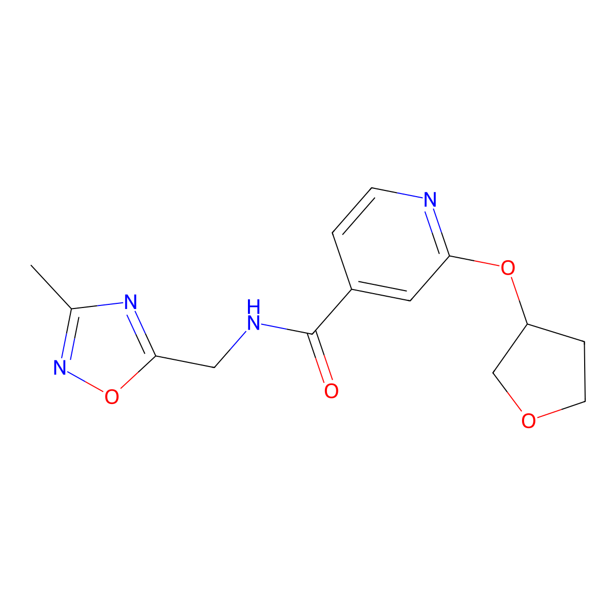 N-((3-methyl-1,2,4-oxadiazol-5-yl)methyl)-2-((tetrahydrofuran-3-yl)oxy)isonicotinamide molecular structure, CAS 1903626-73-2