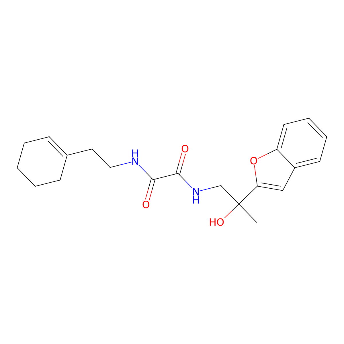 N1-(2-(benzofuran-2-yl)-2-hydroxypropyl)-N2-(2-(cyclohex-1-en-1-yl)ethyl)oxalamide molecular structure, CAS 1903627-03-1