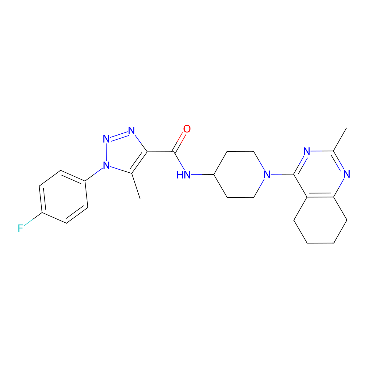 1-(4-fluorophenyl)-5-methyl-N-(1-(2-methyl-5,6,7,8-tetrahydroquinazolin-4-yl)piperidin-4-yl)-1H-1,2,3-triazole-4-carboxamide molecular structure, CAS 1903629-71-9