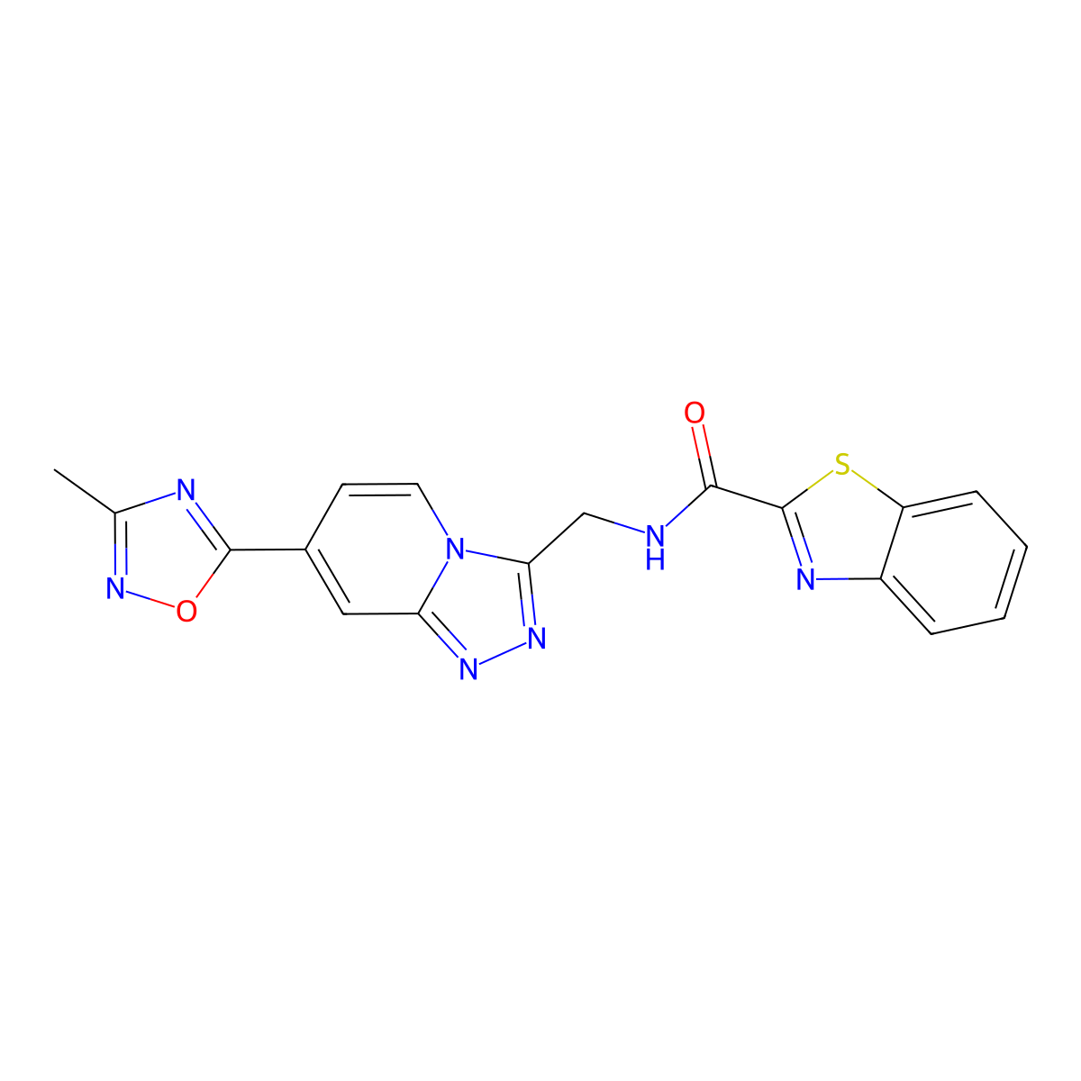 N-((7-(3-methyl-1,2,4-oxadiazol-5-yl)-[1,2,4]triazolo[4,3-a]pyridin-3-yl)methyl)benzo[d]thiazole-2-carboxamide molecular structure, CAS 1903630-05-6