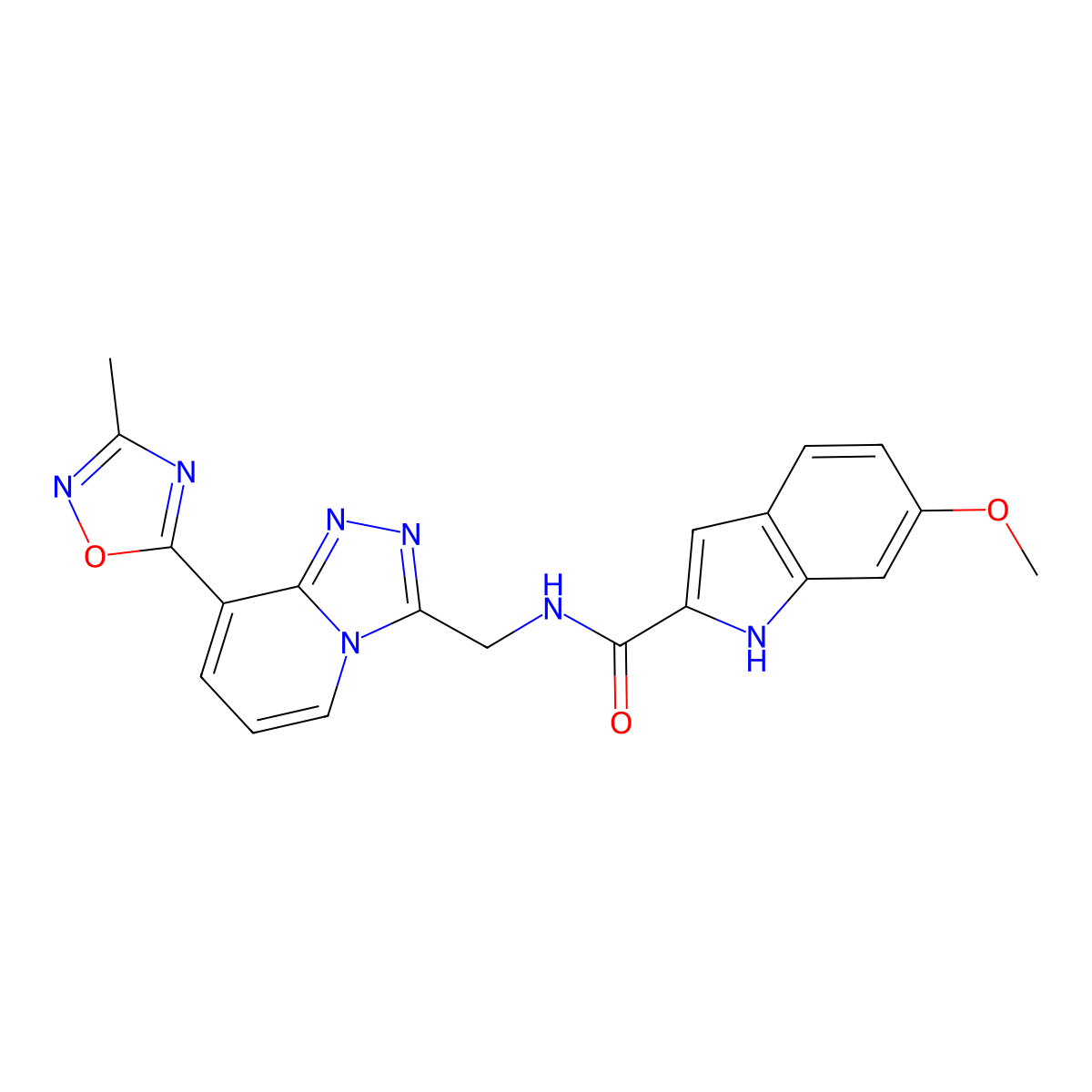 6-methoxy-N-{[8-(3-methyl-1,2,4-oxadiazol-5-yl)-[1,2,4]triazolo[4,3-a]pyridin-3-yl]methyl}-1H-indole-2-carboxamide molecular structure, CAS 1903630-37-4