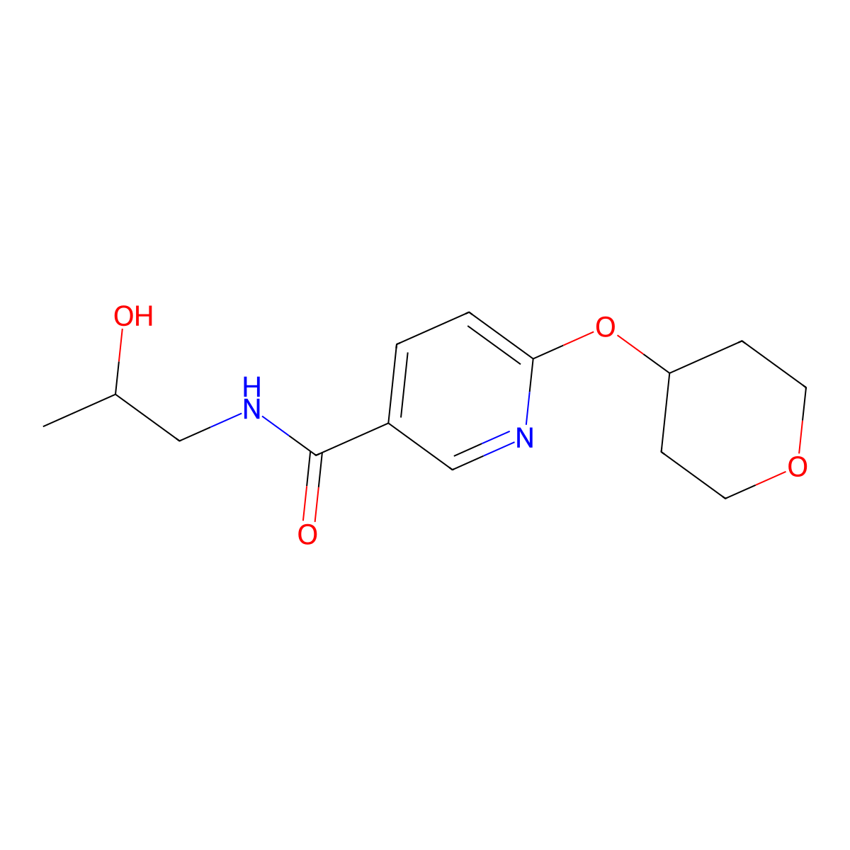N-(2-hydroxypropyl)-6-(oxan-4-yloxy)pyridine-3-carboxamide molecular structure, CAS 1903630-41-0