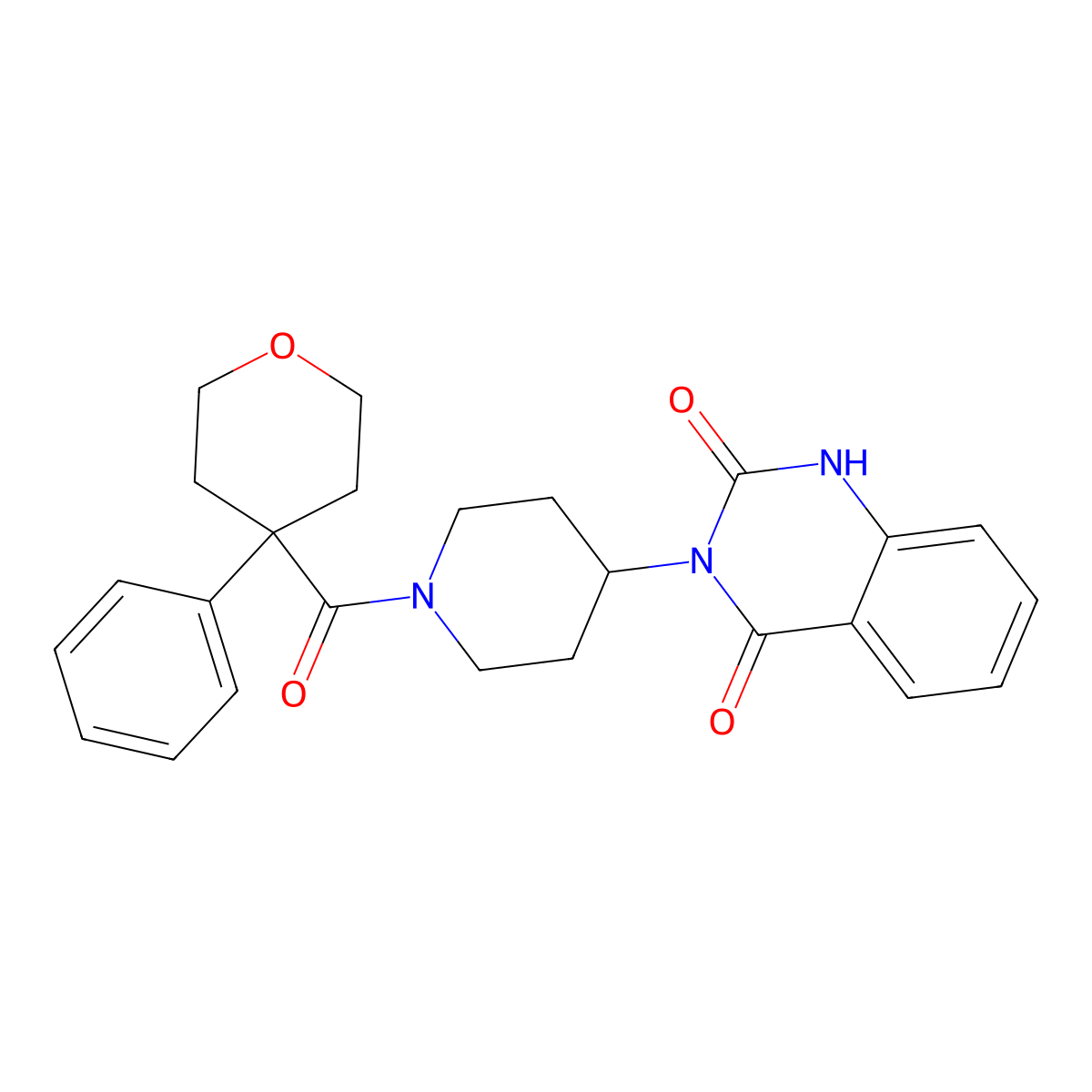 3-(1-(4-phenyltetrahydro-2H-pyran-4-carbonyl)piperidin-4-yl)quinazoline-2,4(1H,3H)-dione molecular structure, CAS 1903630-57-8