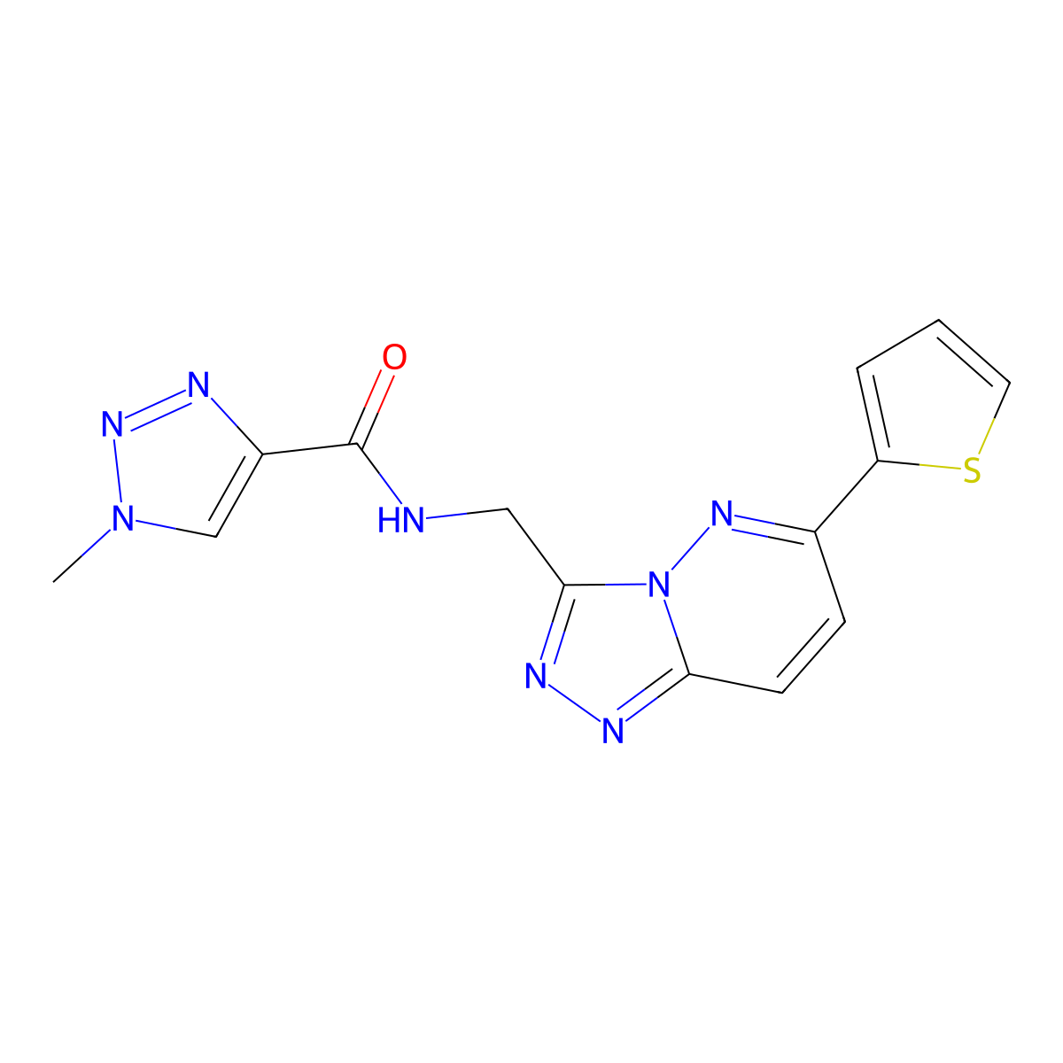 1-methyl-N-{[6-(thiophen-2-yl)-[1,2,4]triazolo[4,3-b]pyridazin-3-yl]methyl}-1H-1,2,3-triazole-4-carboxamide molecular structure, CAS 1903631-21-9