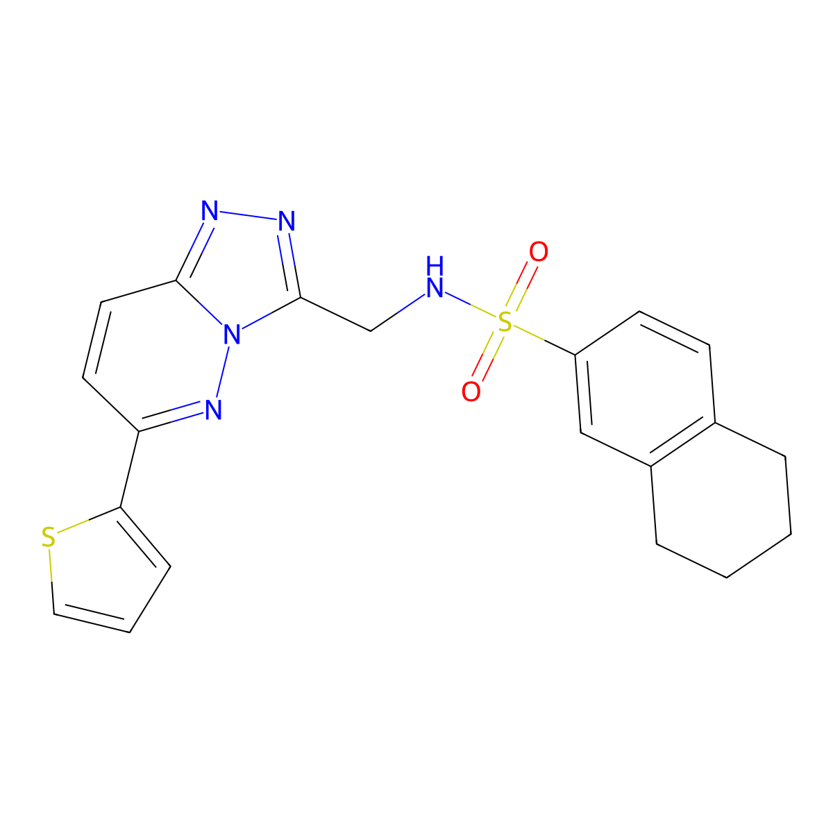 N-{[6-(thiophen-2-yl)-[1,2,4]triazolo[4,3-b]pyridazin-3-yl]methyl}-5,6,7,8-tetrahydronaphthalene-2-sulfonamide molecular structure, CAS 1903631-37-7