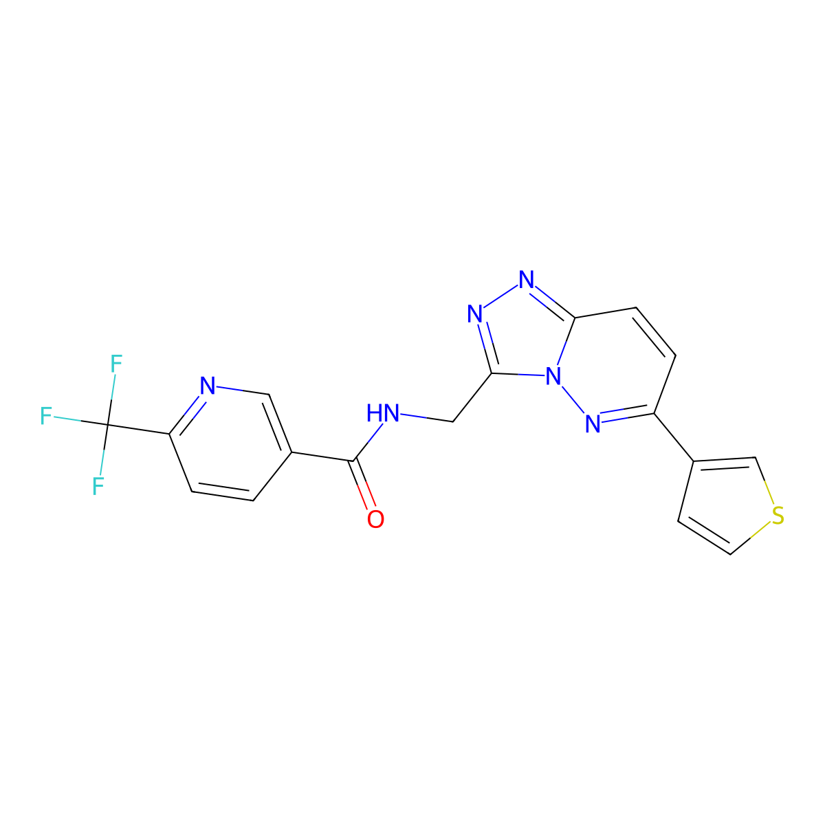 N-((6-(thiophen-3-yl)-[1,2,4]triazolo[4,3-b]pyridazin-3-yl)methyl)-6-(trifluoromethyl)nicotinamide molecular structure, CAS 1903631-56-0